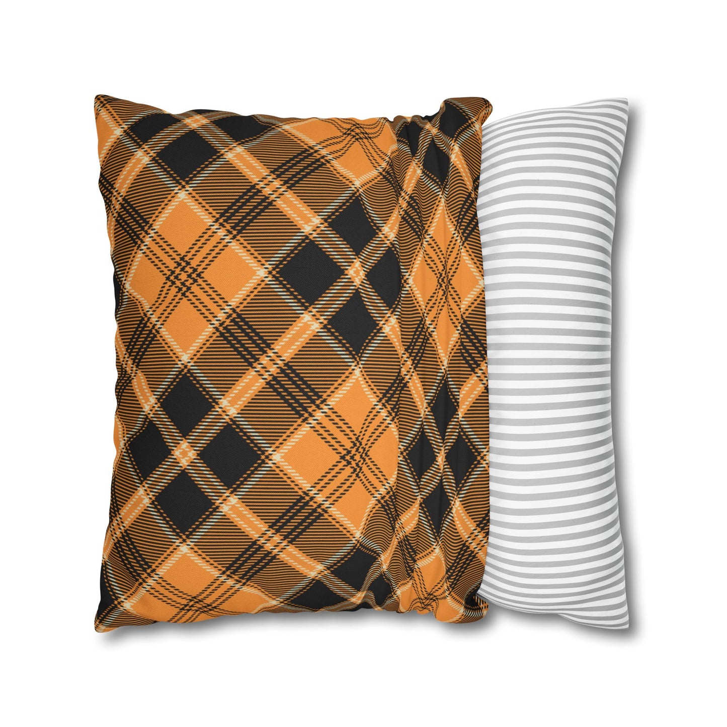 Halloween Plaid Pillow Cover (no insert) - Multiple Sizes (14"x14", 16"x16", 18"x18", 20"x20") Autumn Fall Plaid Pillowcase, Halloween Home Decor, Seasonal Cushion Cover, Perfect for Thanksgiving and Fall Decor, Home Gift for Halloween