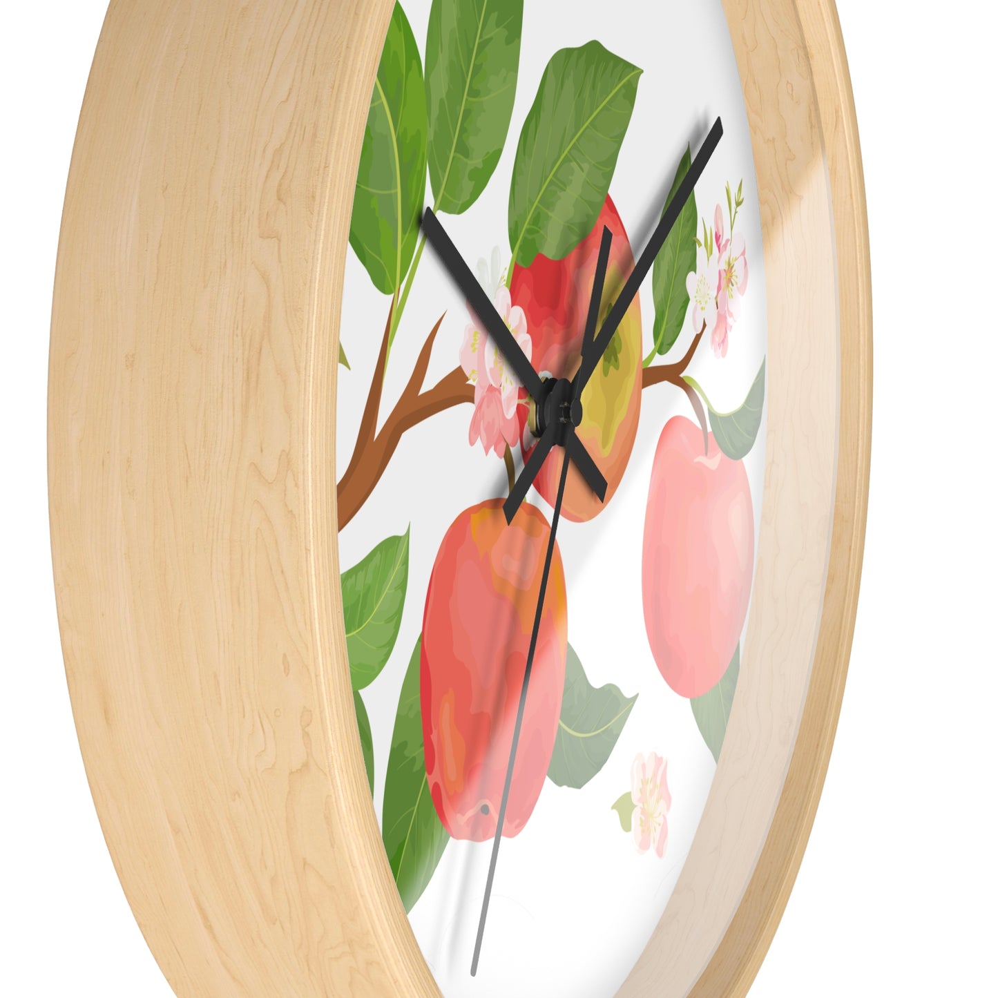 Apple Harvest Wall Clock - Select from Black, White or Natural Wood Color