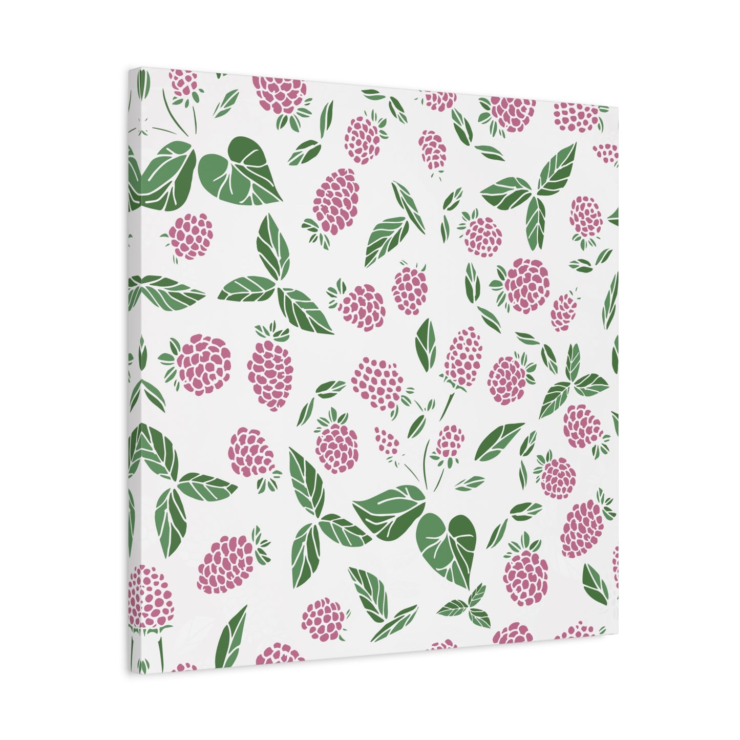 Pink Berry Canvas Wall Art Print - Multiple Sizing Options - Pink & White Art Canvas, Raspberry Print Decor, Gift for her