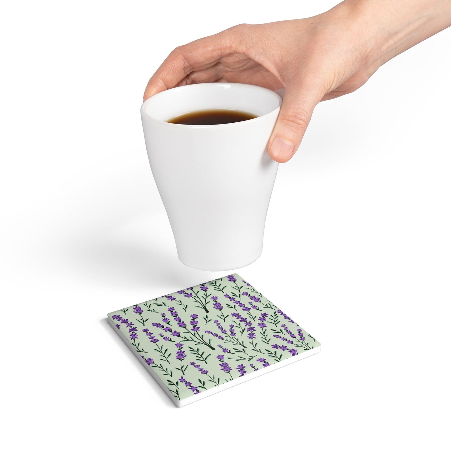 Lavender Sage - Ceramic Tile Coaster, Cork Backed - Round or Square Size Choices, Perfect for Home Decor & Gifts - Priced per coaster