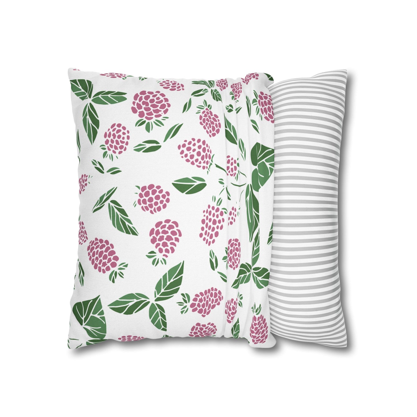 Pink Berry Printed Square Pillow Cover (no insert) - Multiple Sizes (14"x14", 16"x16", 18"x18", 20"x20"), Includes zipper closure