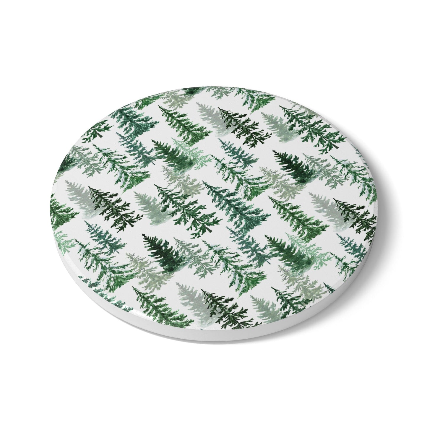 Fraser Fir - Ceramic Tile Coaster, Cork Backed - Round or Square Size Choices, Perfect for Christmas / Winter Home Decor & Holiday Gifts - Priced per coaster