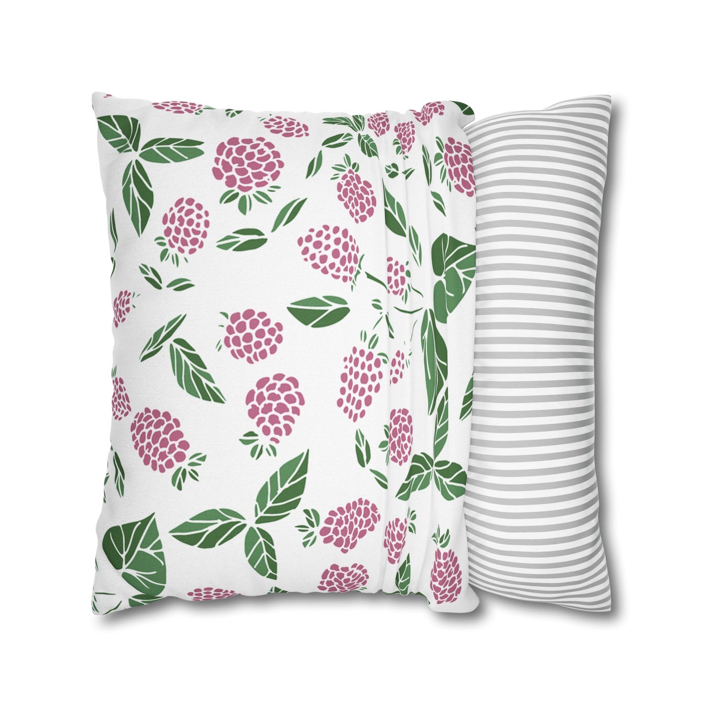 Pink Berry Printed Square Pillow Cover (no insert) - Multiple Sizes (14"x14", 16"x16", 18"x18", 20"x20"), Includes zipper closure