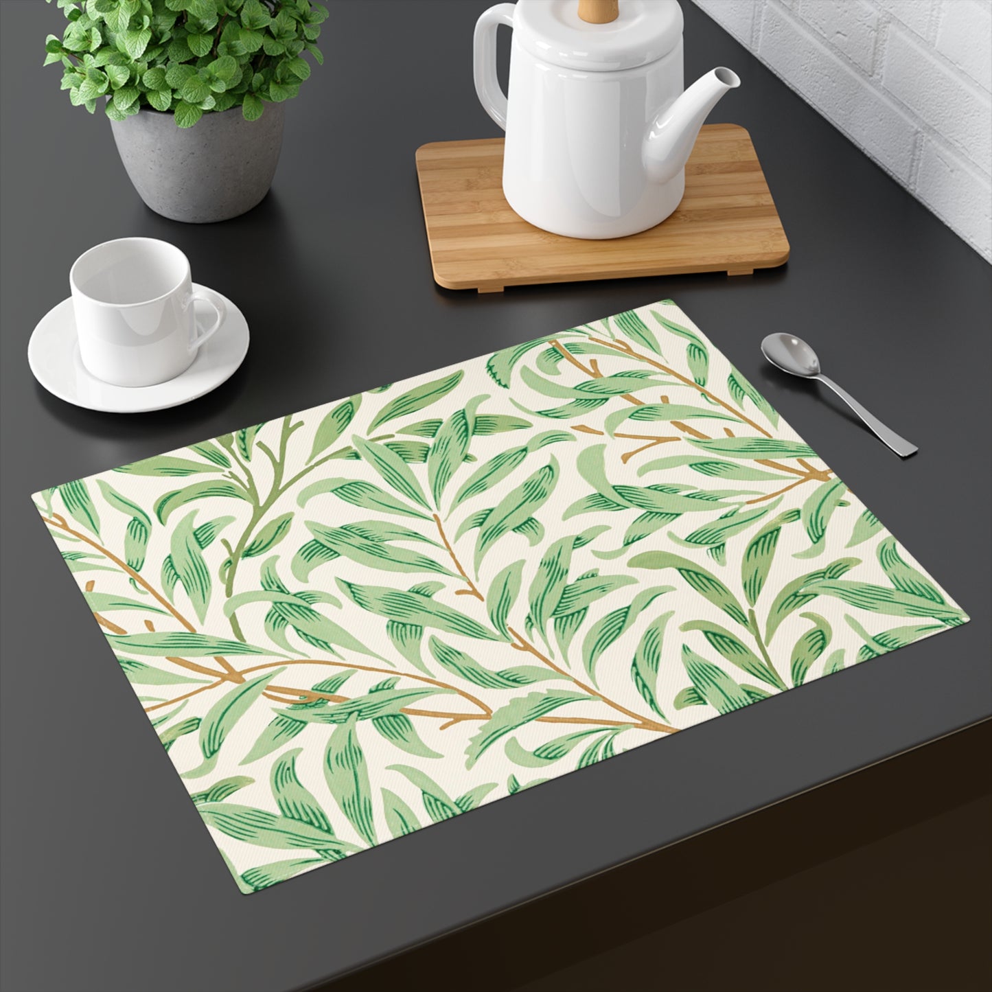 Willow Boughs Placemat, 18" × 14" Cotton Twill - 1 count - Leafy Table Decor, Dining Essentials, Nature-Inspired Home, Eco-Friendly Tableware, Perfect for Events