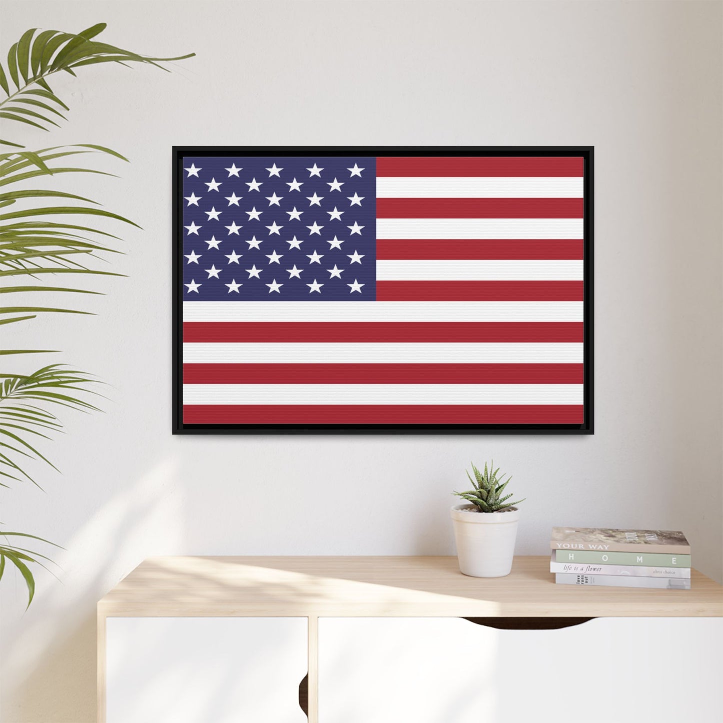 American Flag Framed Canvas Wall Art, Multiple Sizing Options with 1.25" depth - Patriotic Home Decor, USA Flag Artwork, Independence Day Decoration, Gift for Veterans