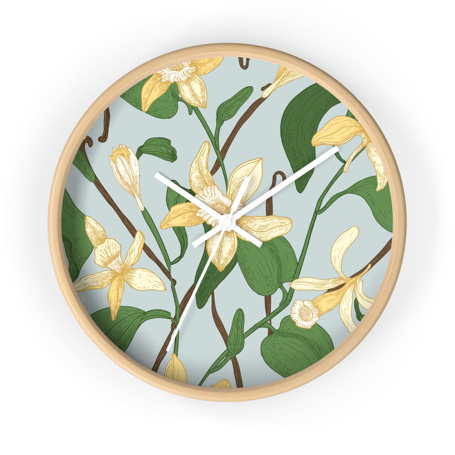 Vanilla Bean Wall Clock - Select from Black, White or Natural Wood Color