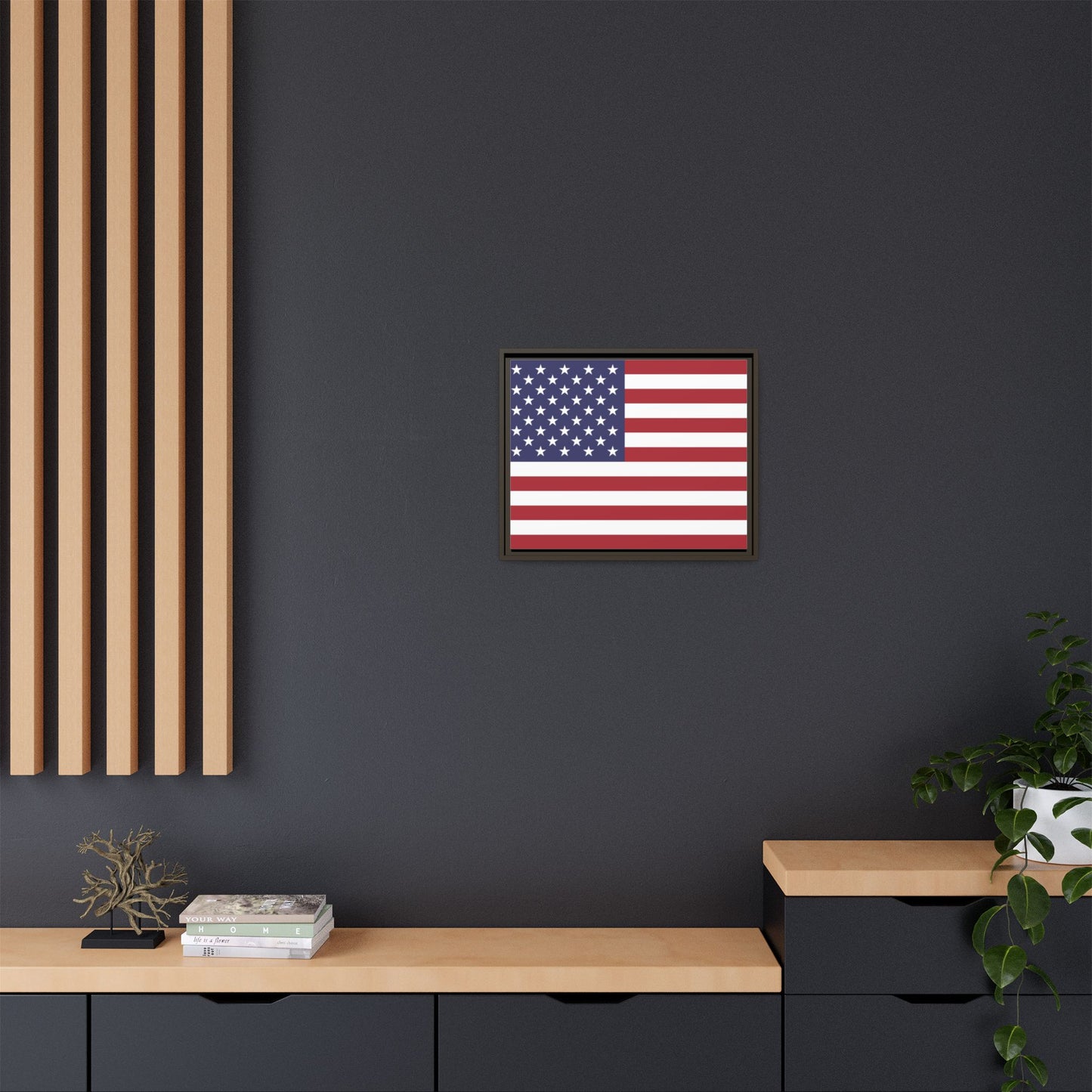 American Flag Framed Canvas Wall Art, Multiple Sizing Options with 1.25" depth - Patriotic Home Decor, USA Flag Artwork, Independence Day Decoration, Gift for Veterans