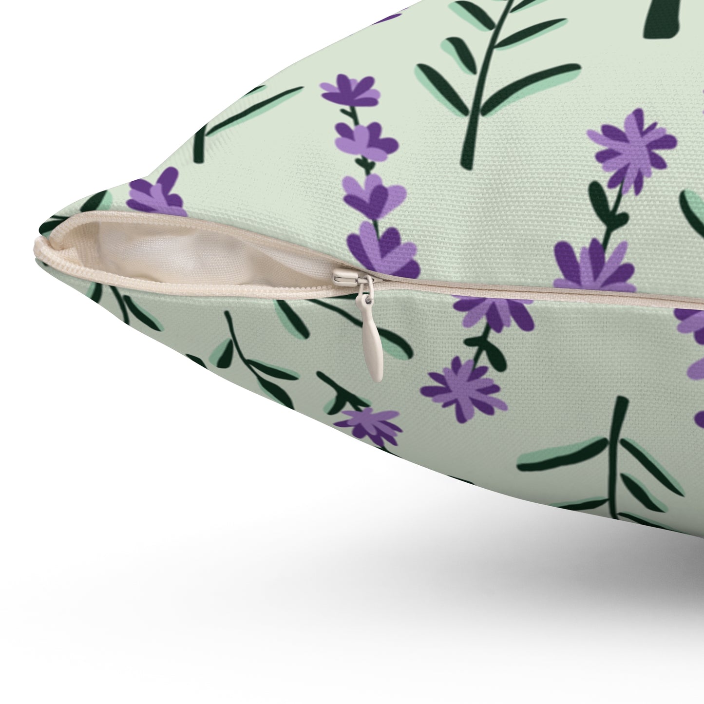 Lavender Sage Printed Square Pillow Cover with Insert - Multiple Sizes (14"x14", 16"x16", 18"x18", 20"x20"), Includes insert and zipper closure