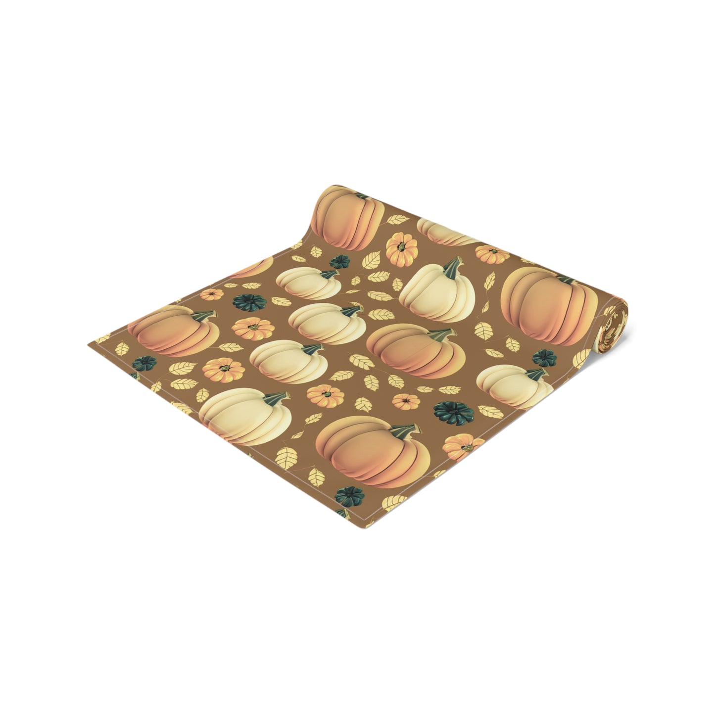 Fall Pumpkin Table Runner - 16" x 72" or 16" x 90" Size Options - Thanksgiving / Fall Table Runner, Pumpkin Thanksgiving Design Table Setting, Halloween Fall Decor - Cotton Twill or Polyester choices