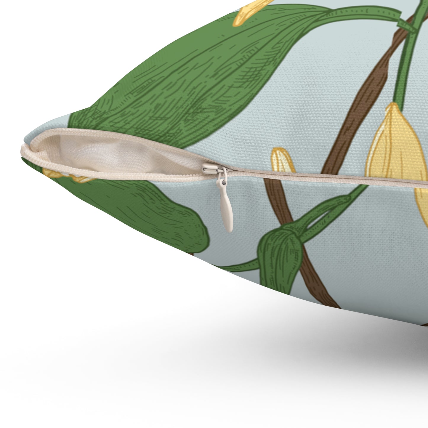 Vanilla Bean Printed Square Pillow Cover with Insert - Multiple Sizes (14"x14", 16"x16", 18"x18", 20"x20"), Includes insert and zipper closure