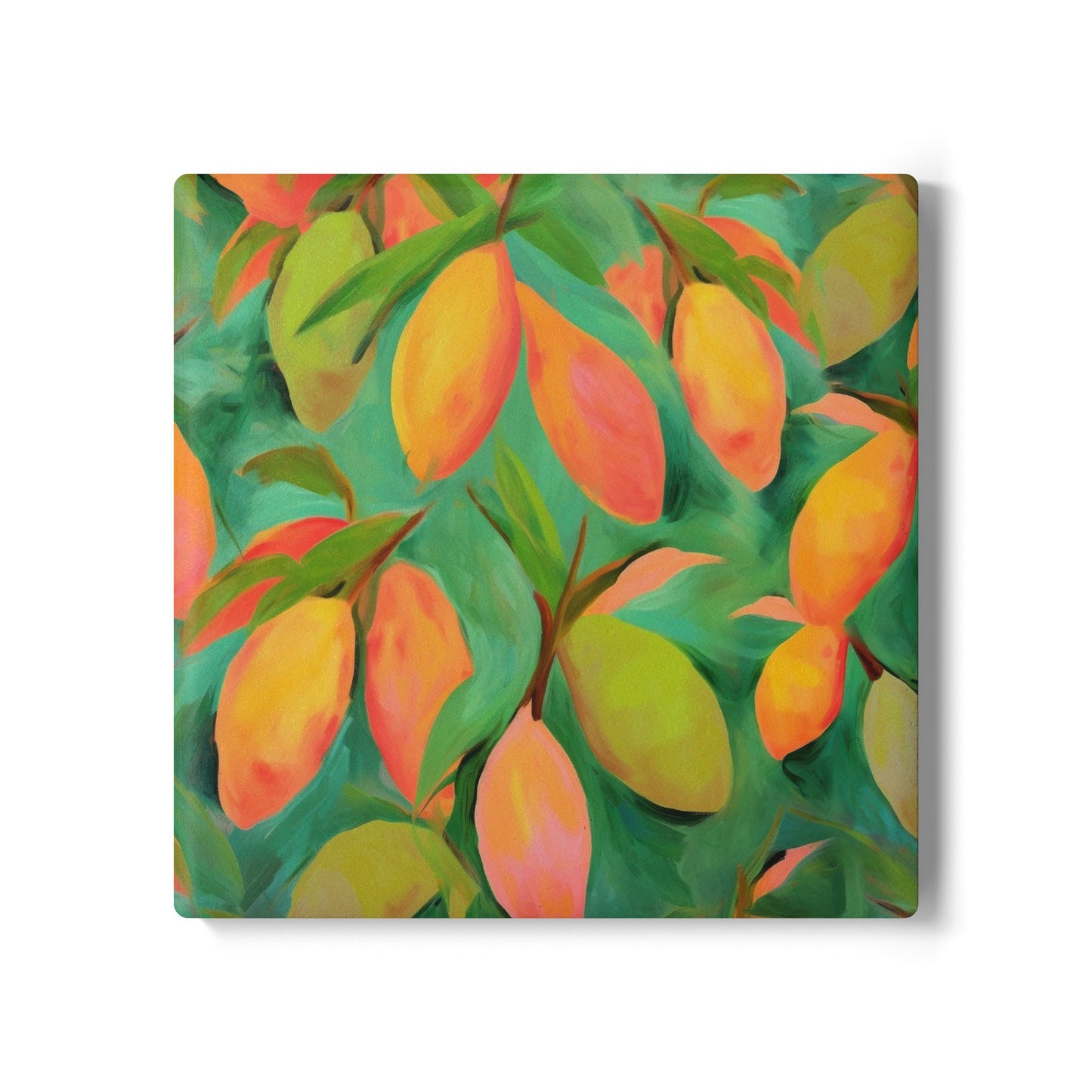 Mangoes - Ceramic Tile Coaster, Cork Backed - Round or Square Size Choices, Perfect for Home Decor & Gifts - Priced per coaster