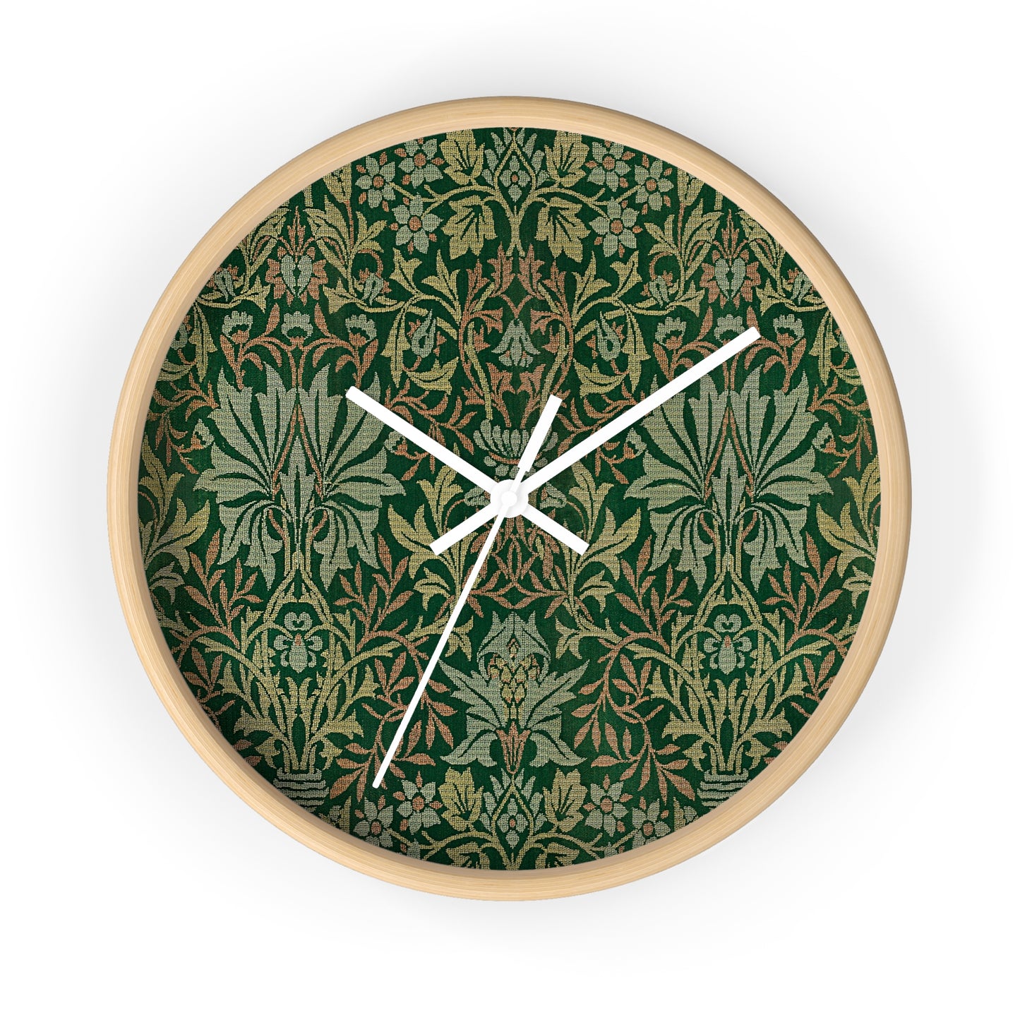 Flower Garden Wall Clock - Select from Black, White or Natural Wood Color