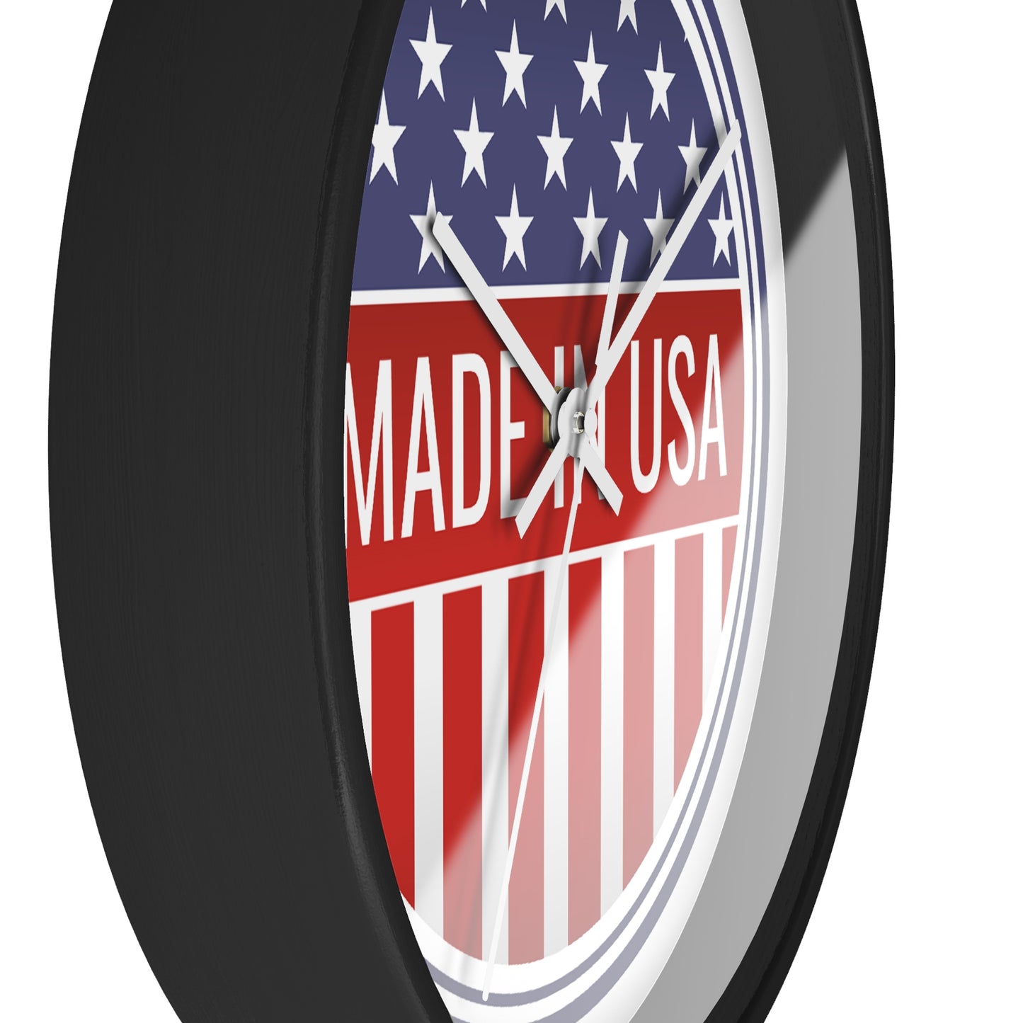 Made in USA Wall Clock - Select from Black, White or Natural Wood Frame Color - Patriotic Wall Clock - Made in USA Design, Home Decor, Americana Gift, Unique Wall Art, Independence Day Decoration