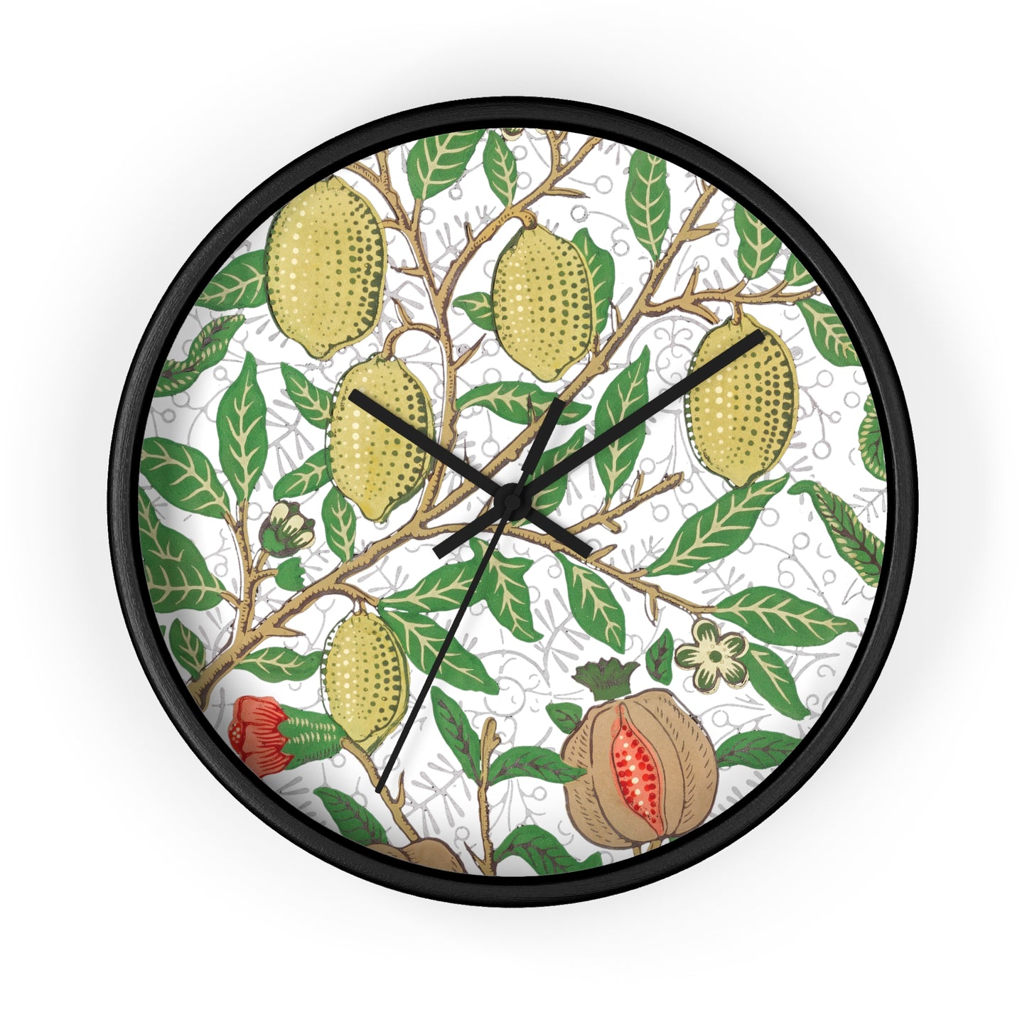 Lemon Verbena Wall Clock - Select from Black, White or Natural Wood Color