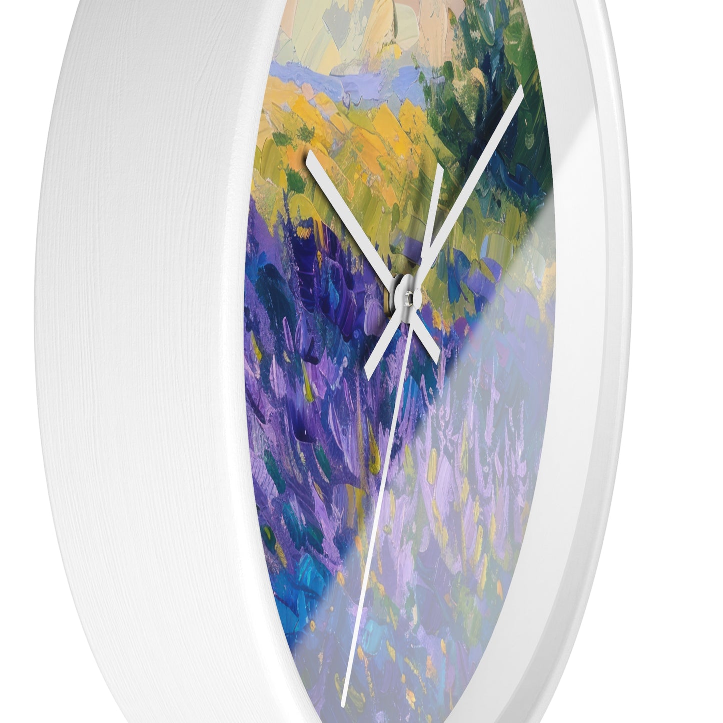 Lavender Fields Wall Clock - Select from Black, White or Natural Wood Color