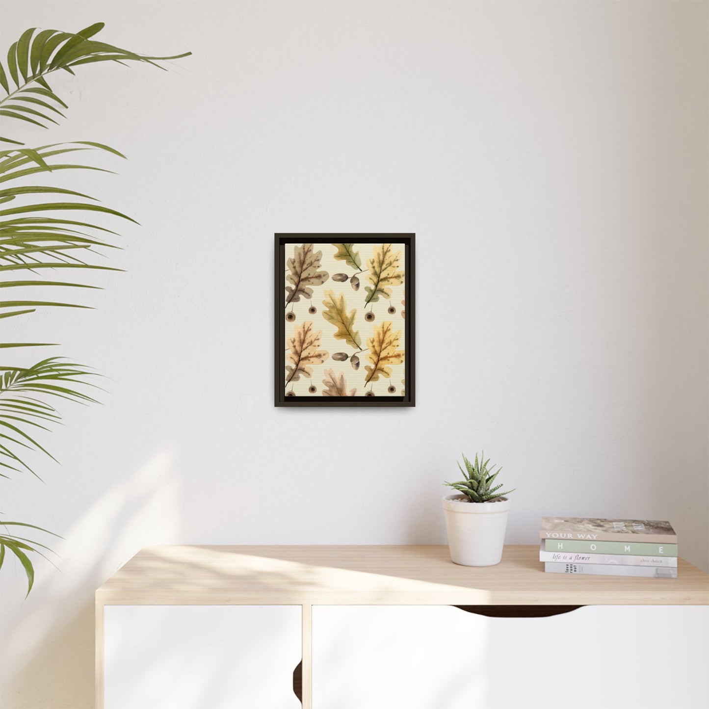 Oak Leaves Framed Matte Canvas Art - Multiple Frame Colors & Size Options
