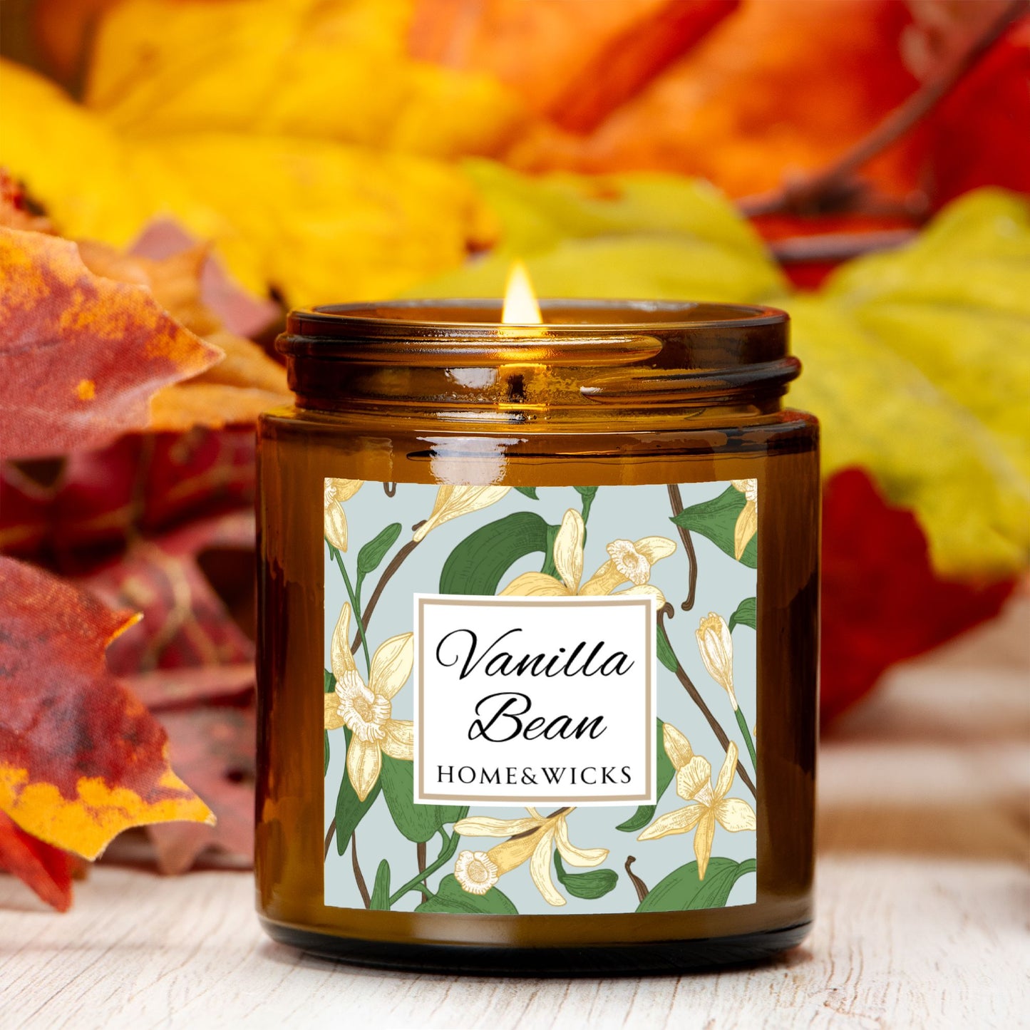 Vanilla Bean Coconut Apricot Wax Candle, 4 oz Amber Jar, Gold Lid - Relaxing Scent, Gift for Her, Vanilla Aromatherapy, Natural Coconut Wax