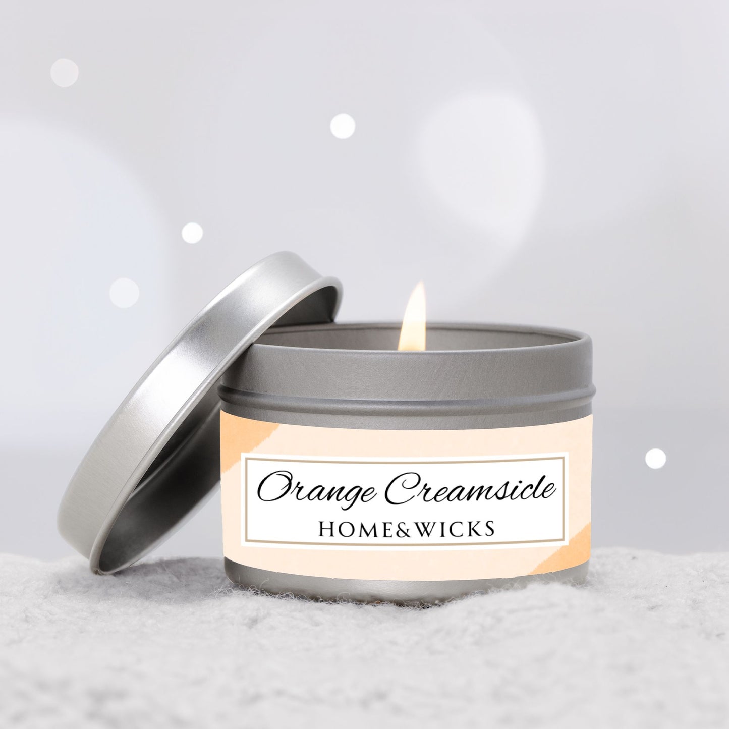 Orange Creamsicle Coconut Soy Wax Candle, 4 oz. Silver Tin Jar with Lid - Summer Candle, Orange Scented Candle, Gourmand Scented Candle