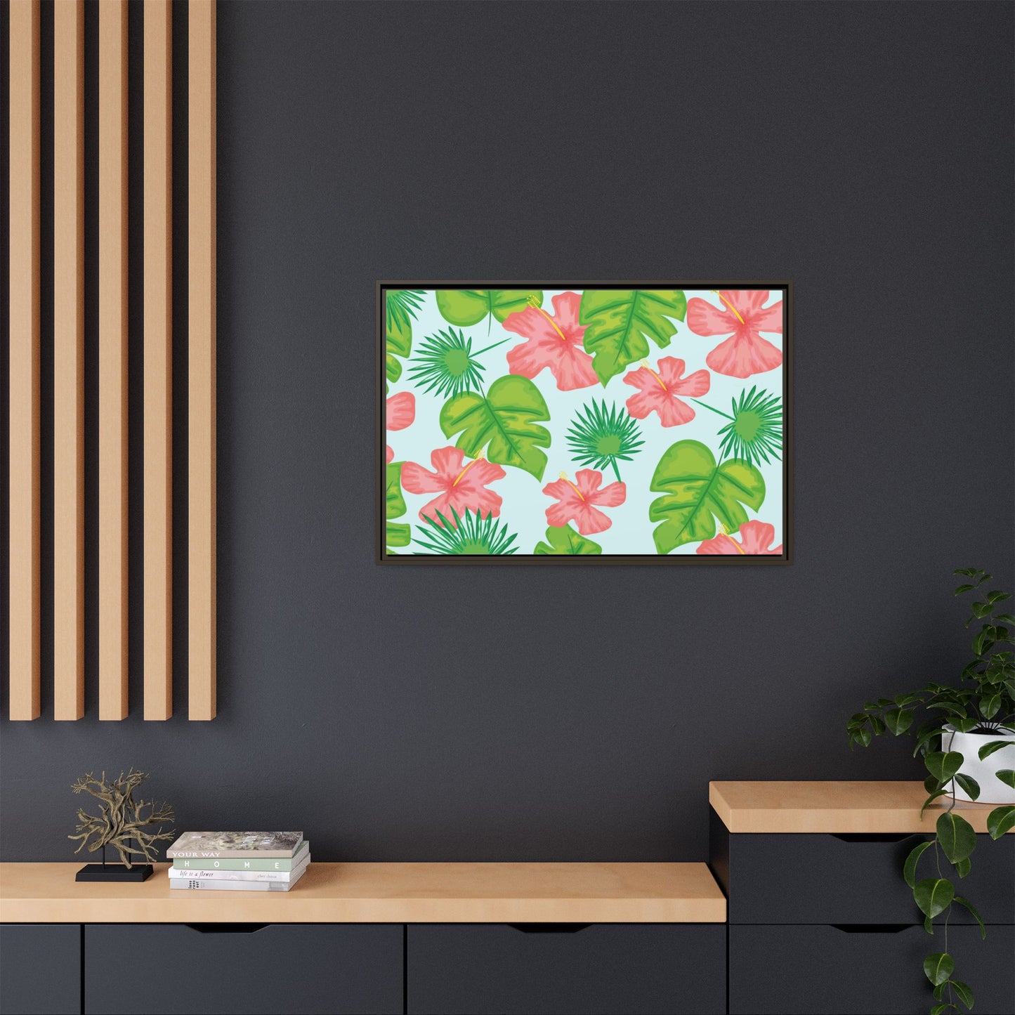 Tropical Island Framed Matte Canvas Art - Multiple Frame Colors & Size Options