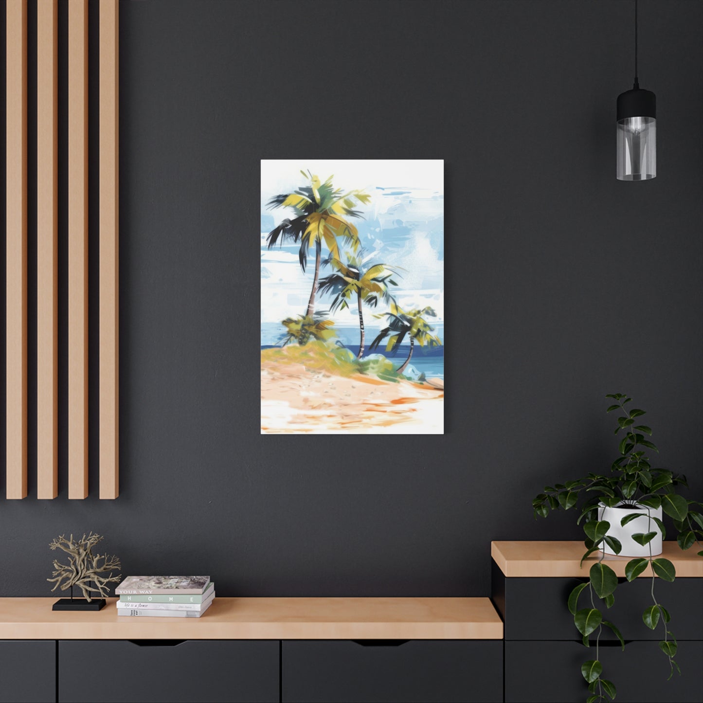 Tropical Retreat Canvas Wall Art Print - Multiple Sizing Options - Tropical Canvas Print, Coastal Wall Art, Beach Decor, Palm Tree Artwork