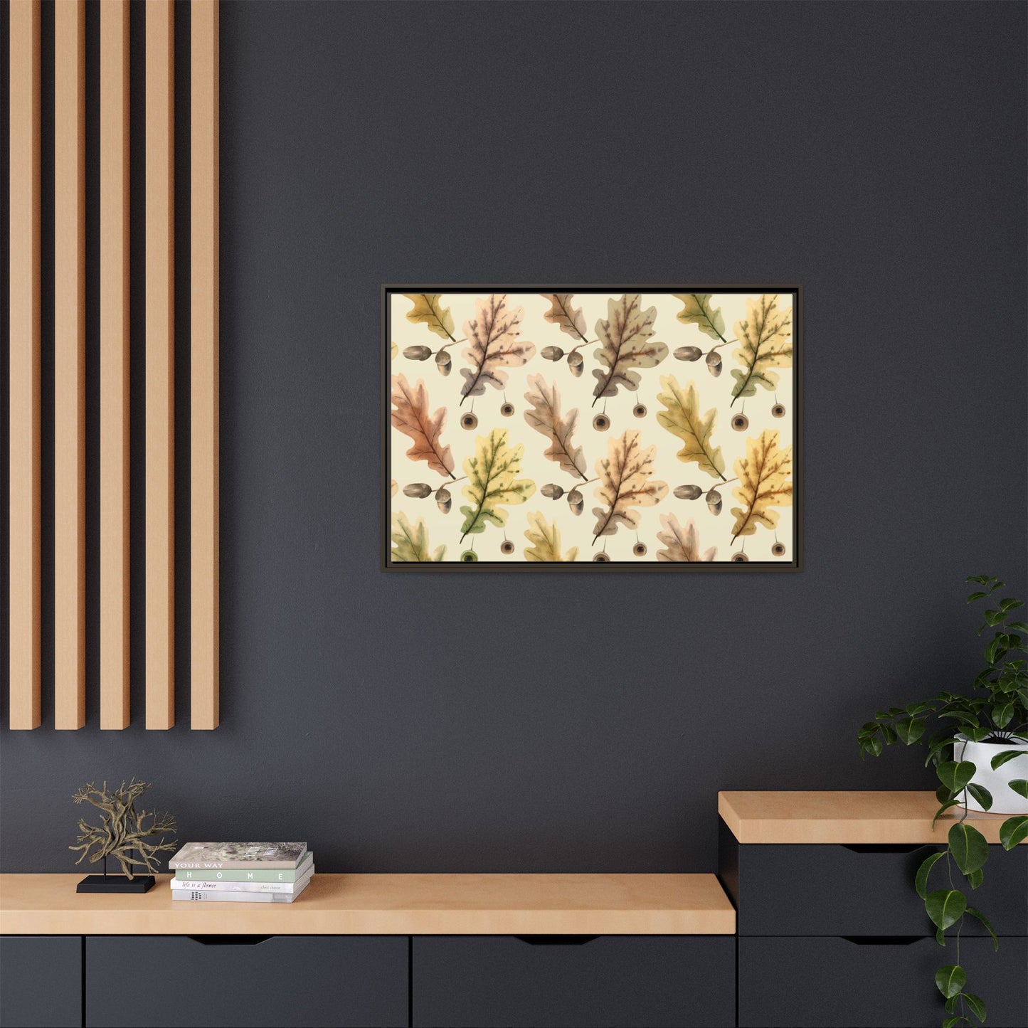 Oak Leaves Framed Matte Canvas Art - Multiple Frame Colors & Size Options