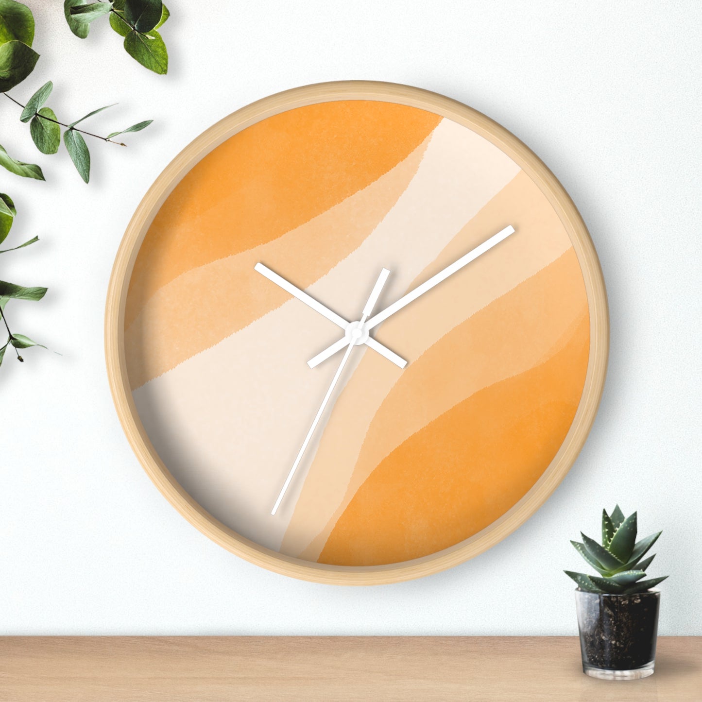Orange Creamsicle Wall Clock - Select from Black, White or Natural Wood Color