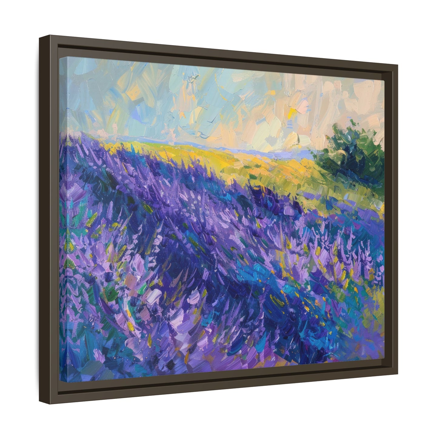 Lavender Fields Framed Matte Canvas Art - Multiple Frame Colors & Size Options