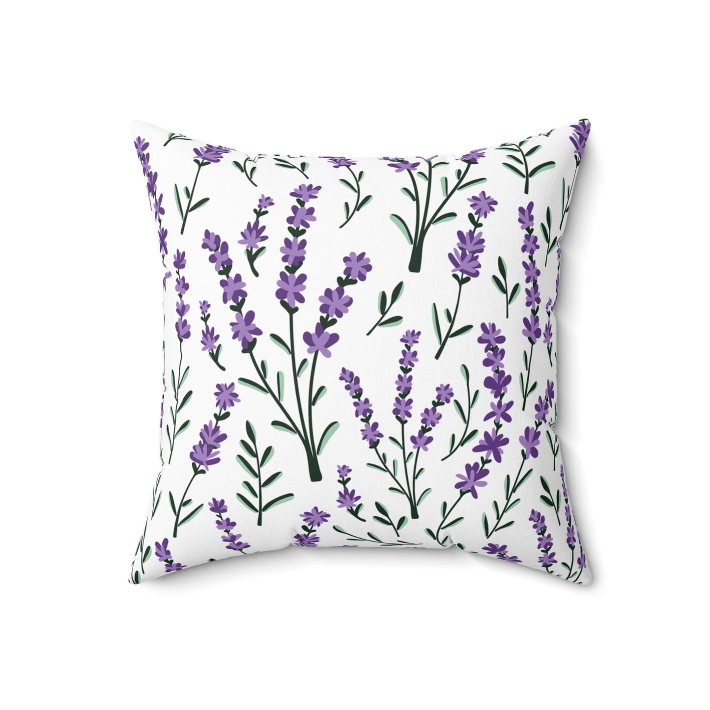Lavender White Printed Square Pillow Cover with Insert - Multiple Sizes (14"x14", 16"x16", 18"x18", 20"x20"), Includes insert and zipper closure