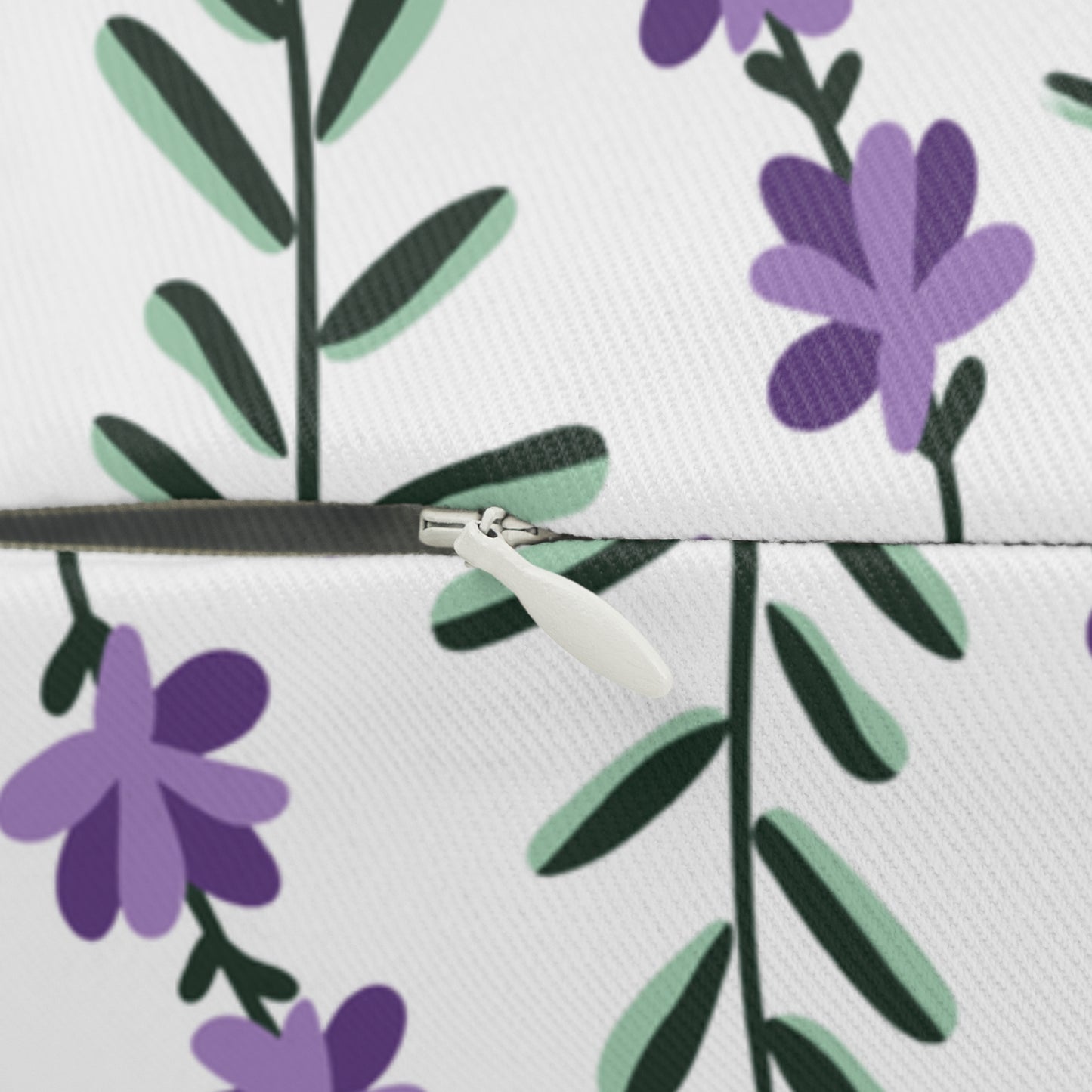 Lavender White Printed Lumbar Pillow with Insert (20" x 14") - Includes insert and zipper closure