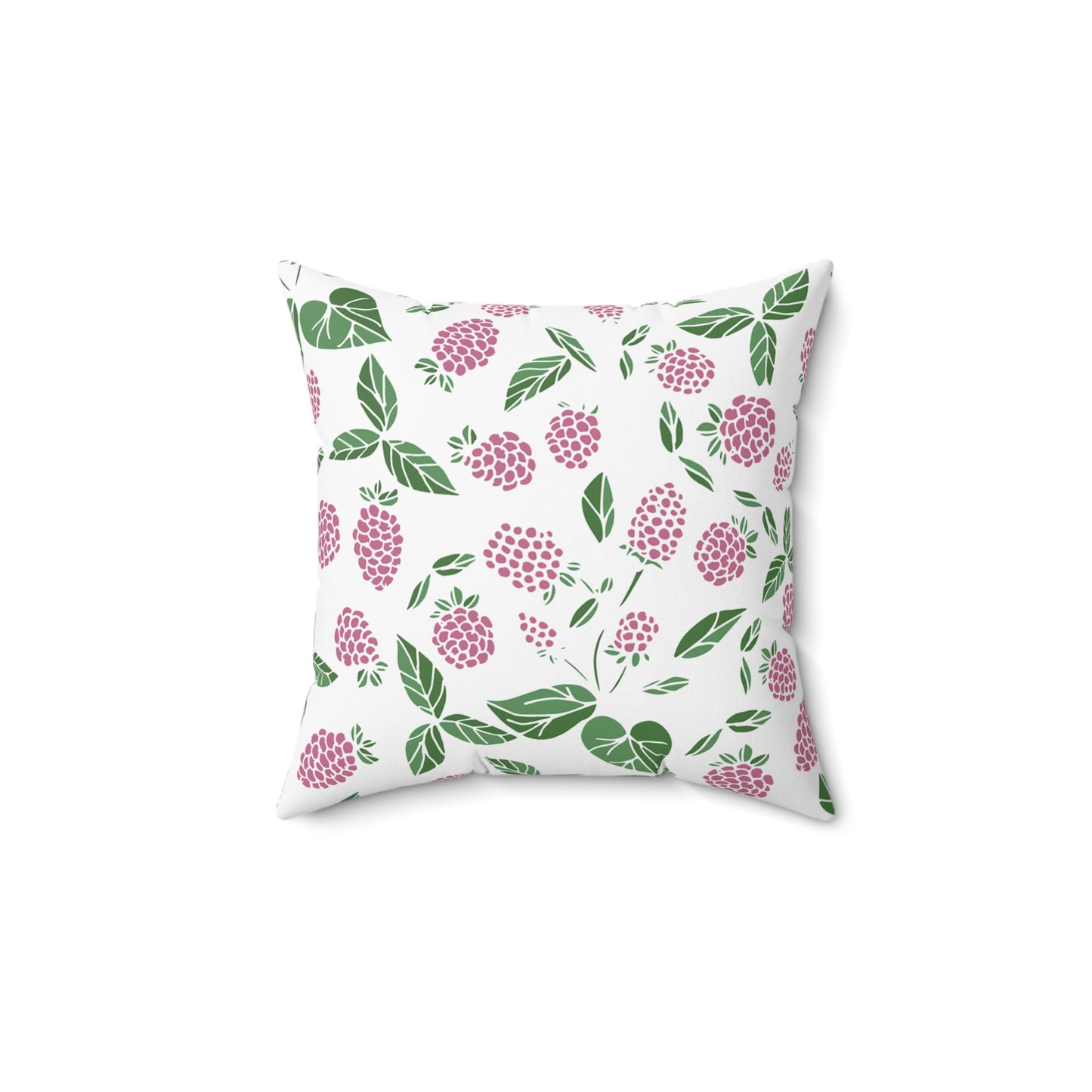 Pink Berry Printed Square Pillow Cover with Insert - Multiple Sizes (14"x14", 16"x16", 18"x18", 20"x20"), Includes insert and zipper closure