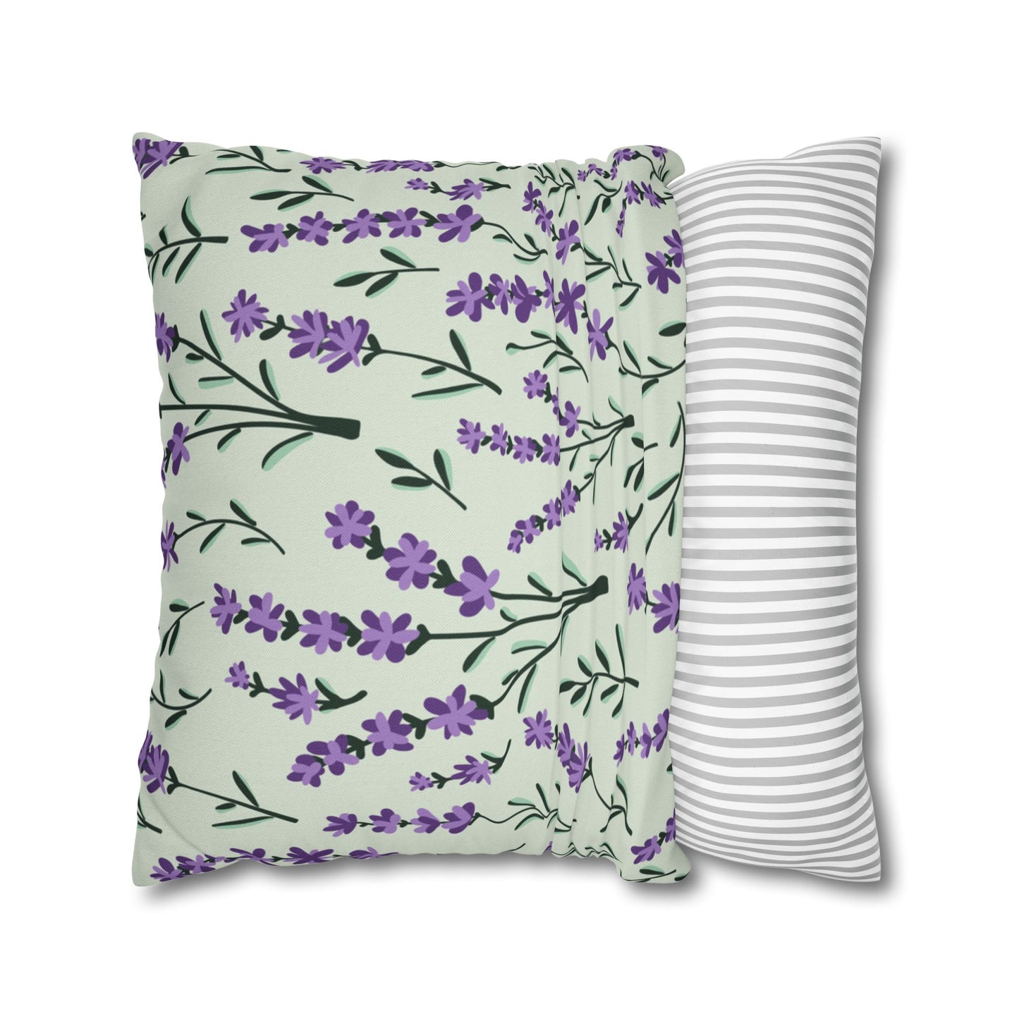 Lavender Sage Printed Square Pillow Cover (no insert) - Multiple Sizes (14"x14", 16"x16", 18"x18", 20"x20"), Includes zipper closure