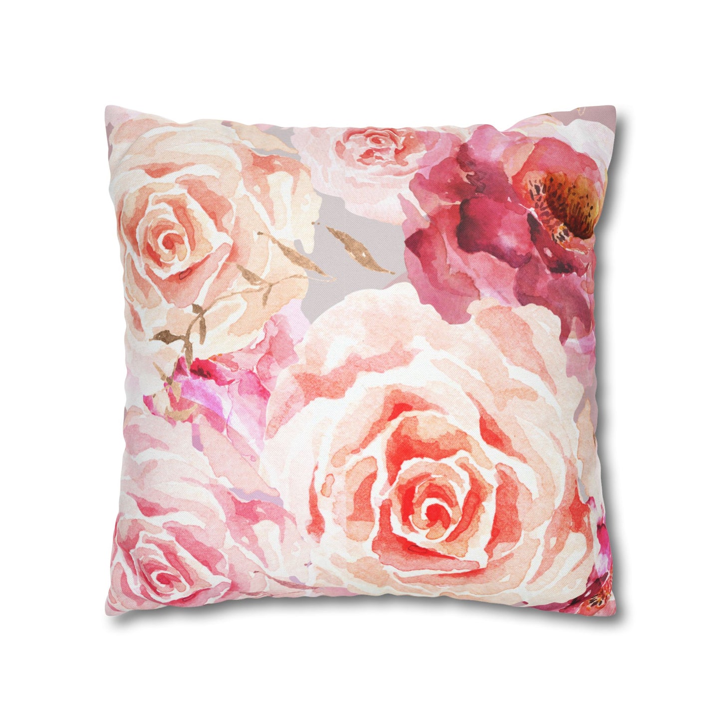 Bohemian Rose Printed Square Pillow Cover (no insert) - Multiple Sizes (14"x14", 16"x16", 18"x18", 20"x20"), Includes zipper closure