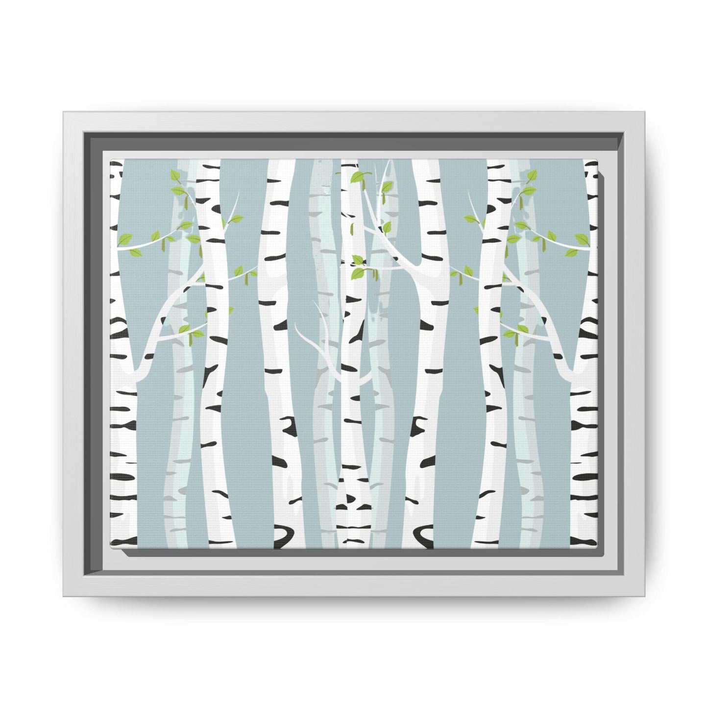 White Birch Framed Matte Canvas Art - Multiple Frame Colors & Size Options