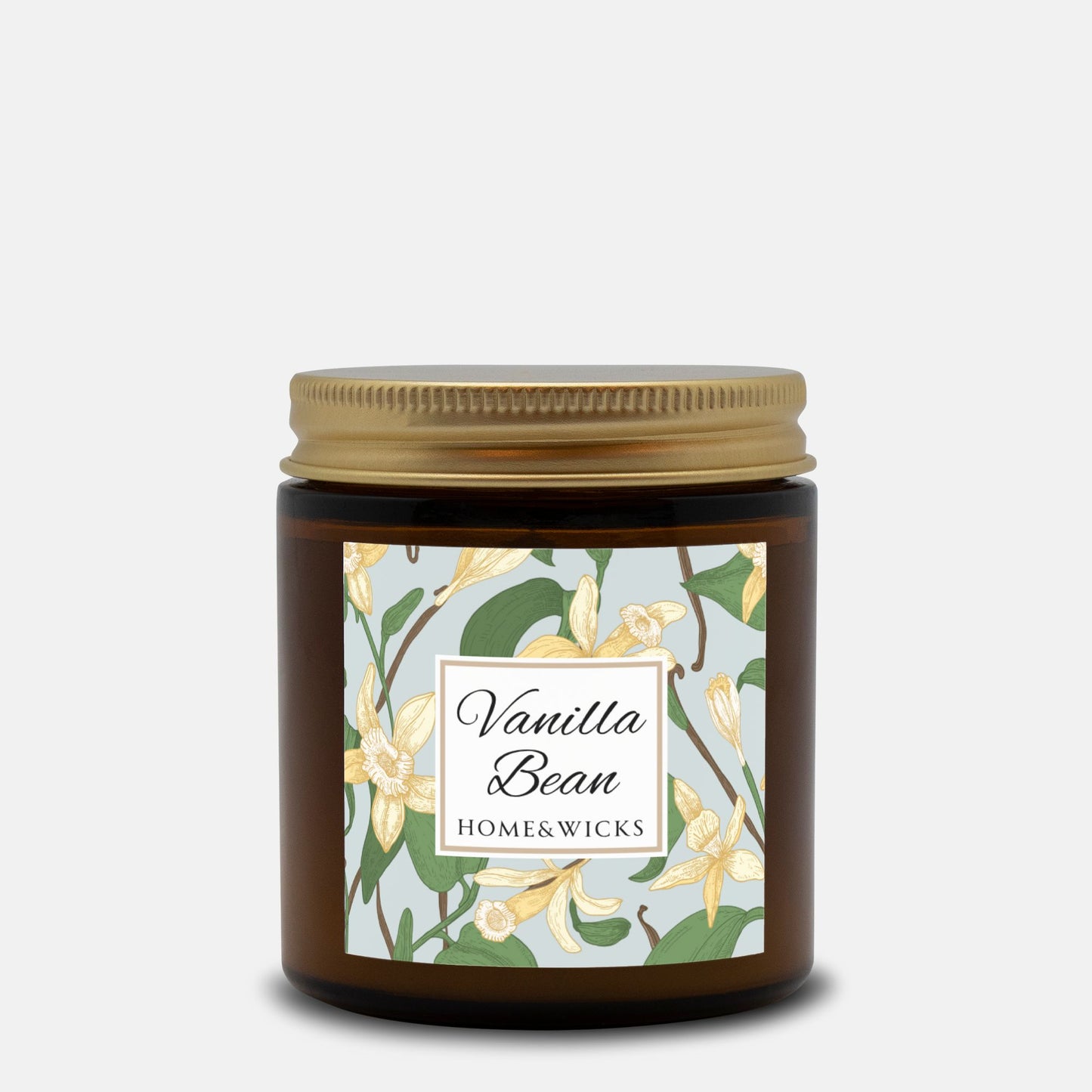 Vanilla Bean Coconut Apricot Wax Candle, 4 oz Amber Jar, Gold Lid - Relaxing Scent, Gift for Her, Vanilla Aromatherapy, Natural Coconut Wax