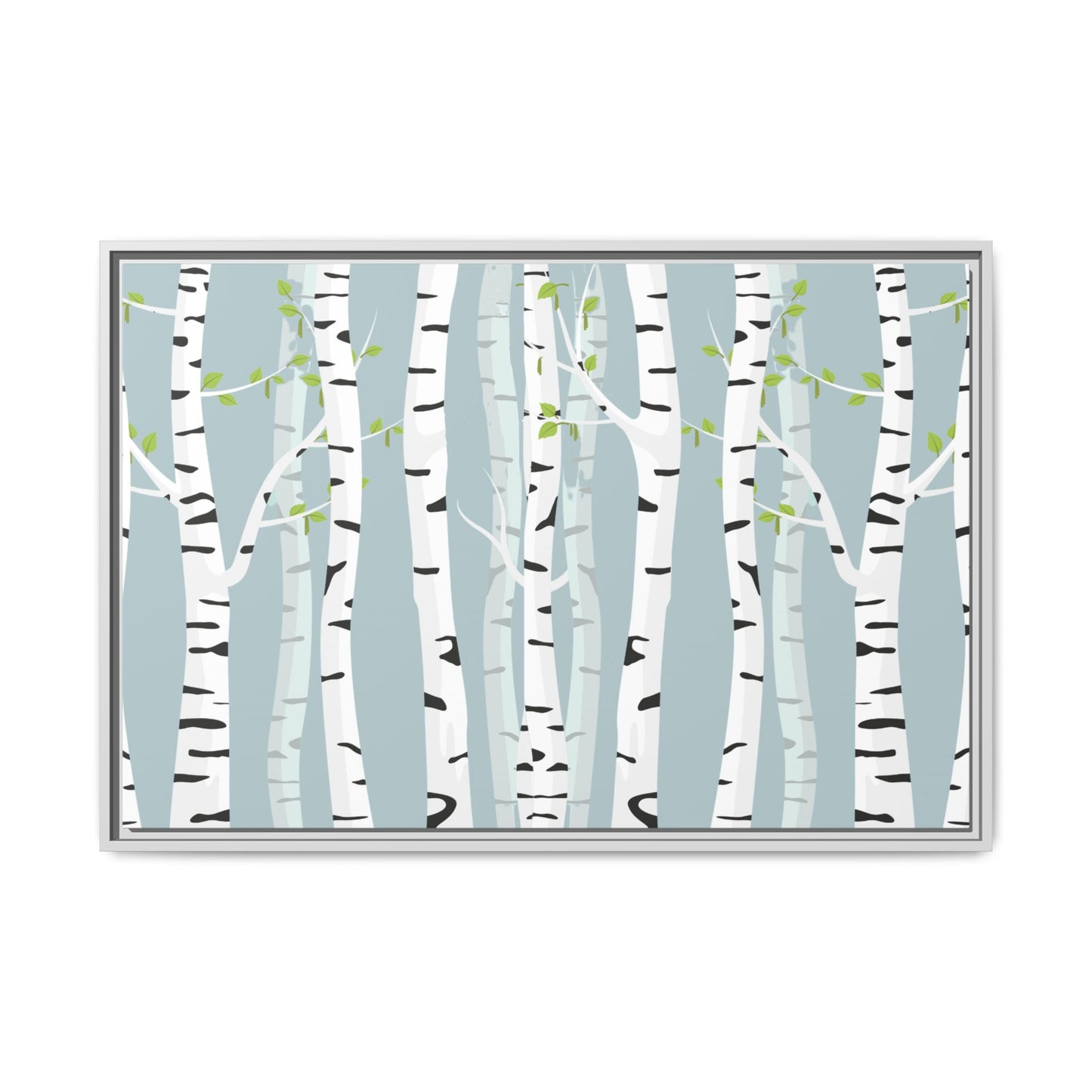 White Birch Framed Matte Canvas Art - Multiple Frame Colors & Size Options