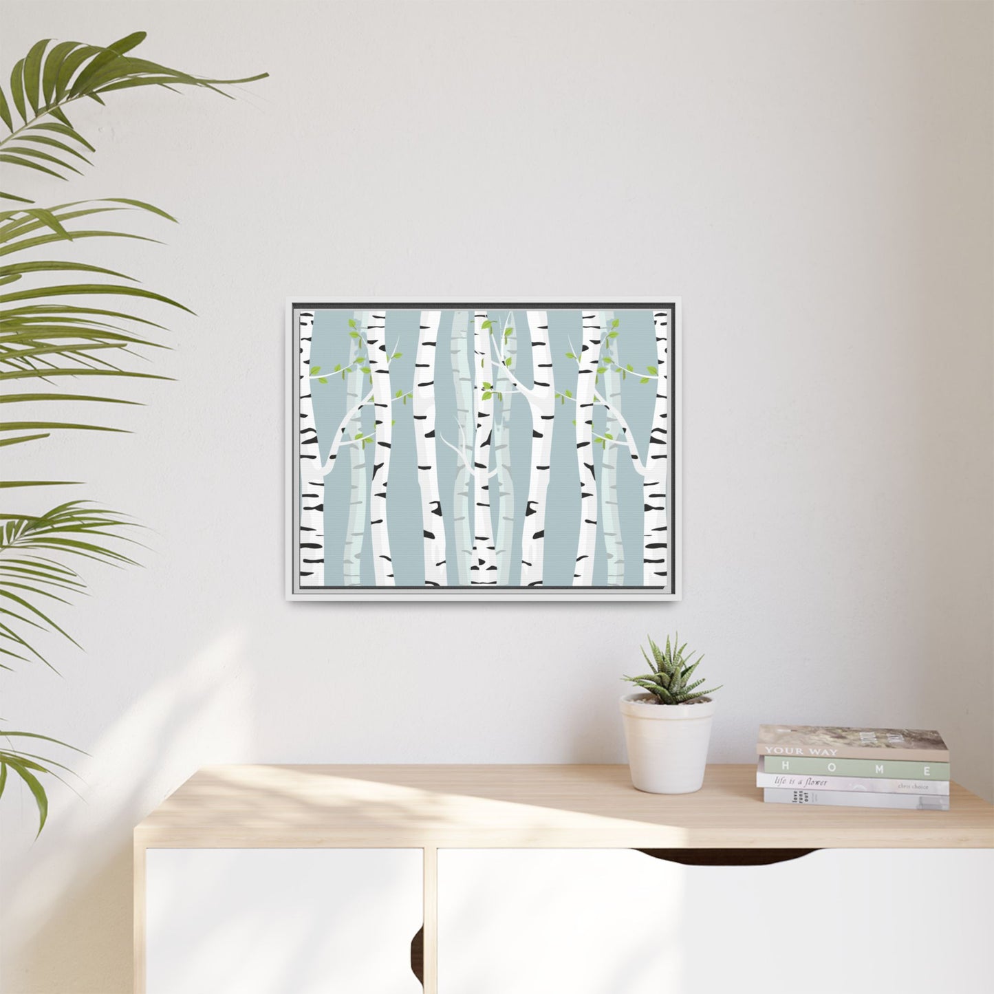 White Birch Framed Matte Canvas Art - Multiple Frame Colors & Size Options