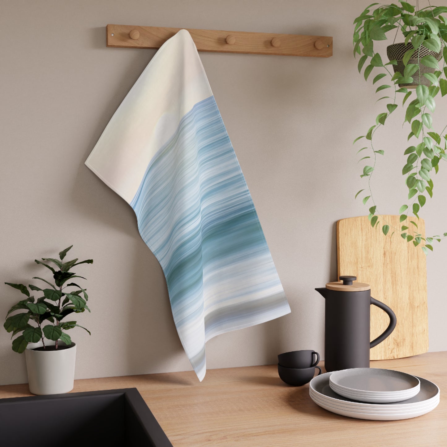 Coastal Cottage Sunset Printed Tea Towels - 100% Cotton Twill, 18" x 30"