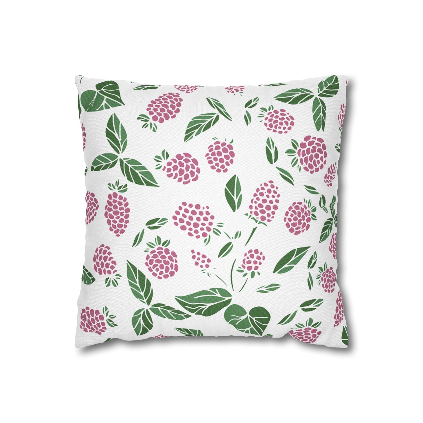 Pink Berry Printed Square Pillow Cover (no insert) - Multiple Sizes (14"x14", 16"x16", 18"x18", 20"x20"), Includes zipper closure