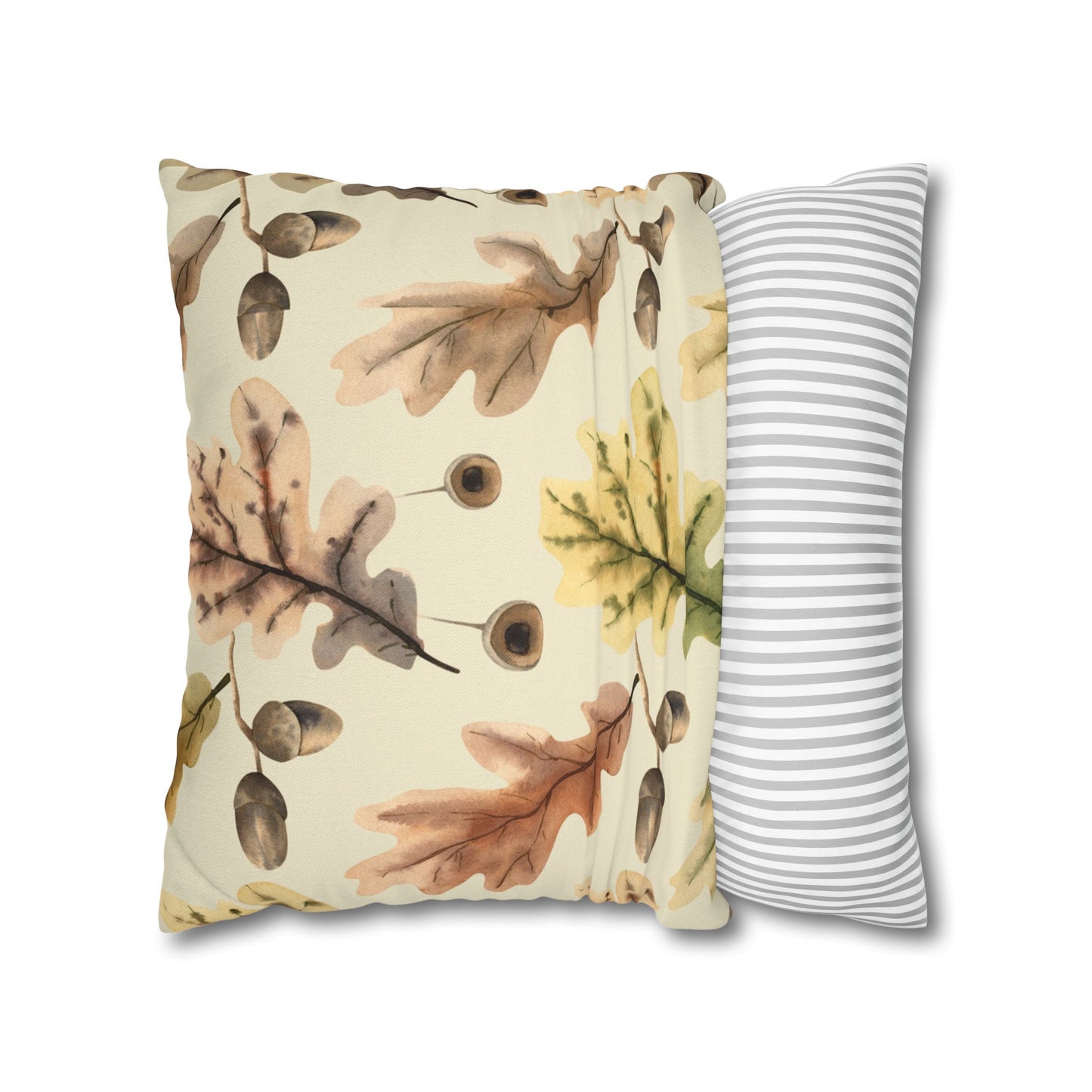 Oak Leaves Printed Square Pillow Cover (no insert) - Multiple Sizes (14"x14", 16"x16", 18"x18", 20"x20"), Includes zipper closure