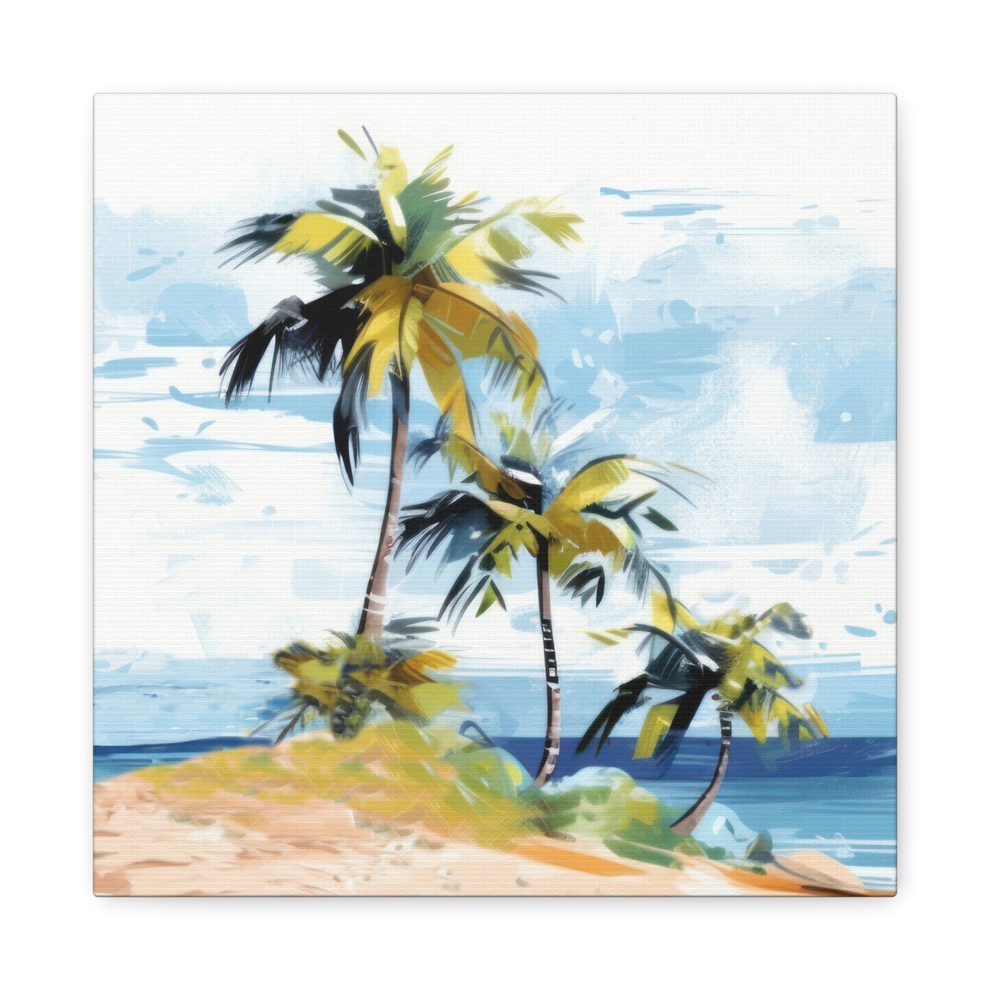 Tropical Retreat Canvas Wall Art Print - Multiple Sizing Options - Tropical Canvas Print, Coastal Wall Art, Beach Decor, Palm Tree Artwork