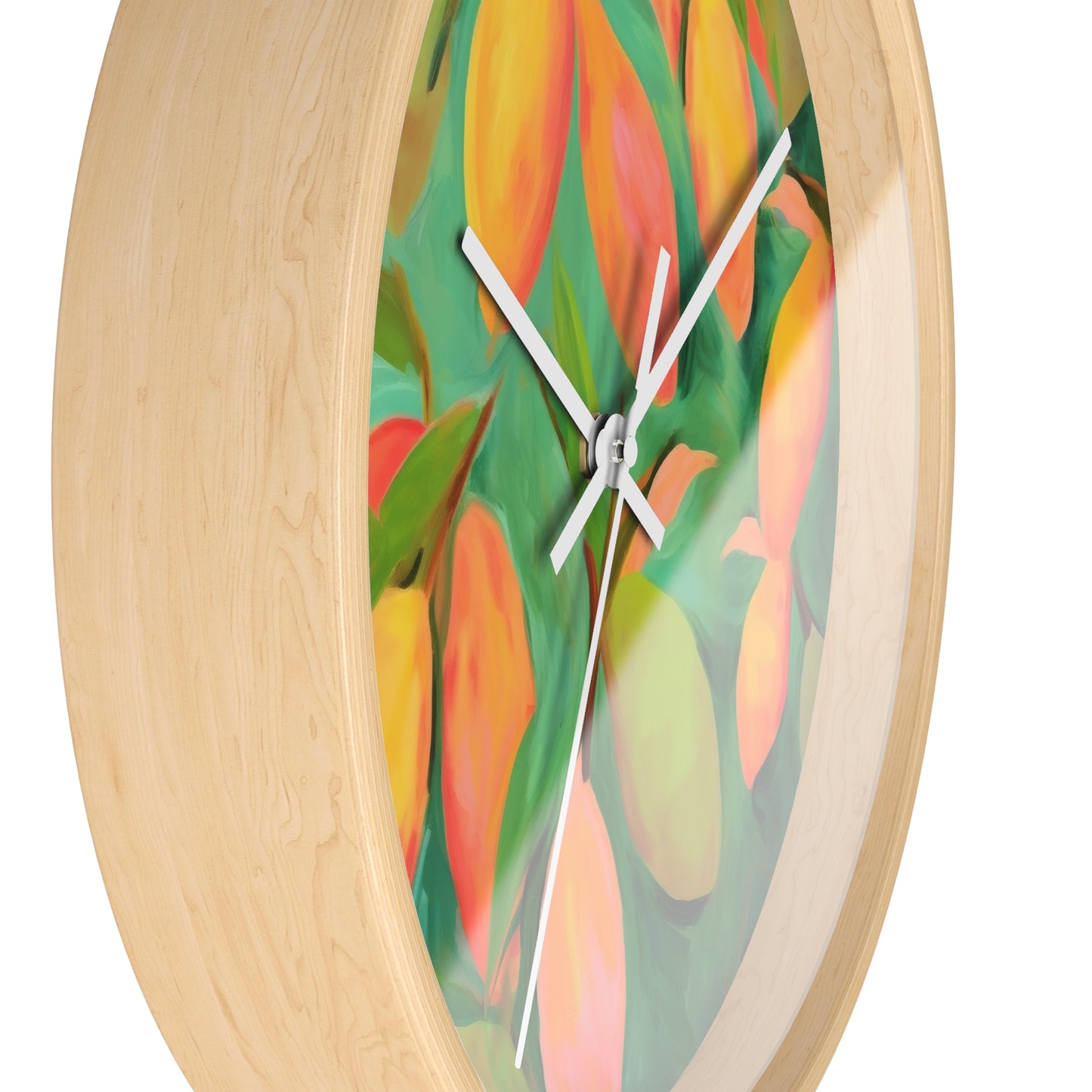 Mangoes Wall Clock - Select from Black, White or Natural Wood Color