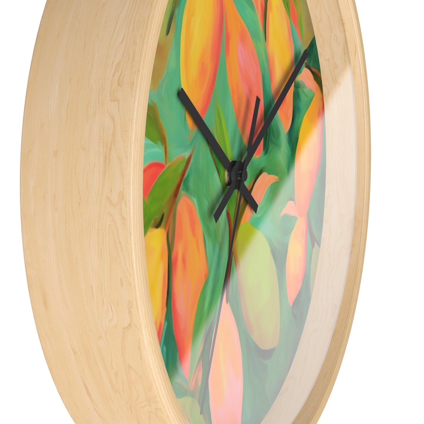 Mangoes Wall Clock - Select from Black, White or Natural Wood Color