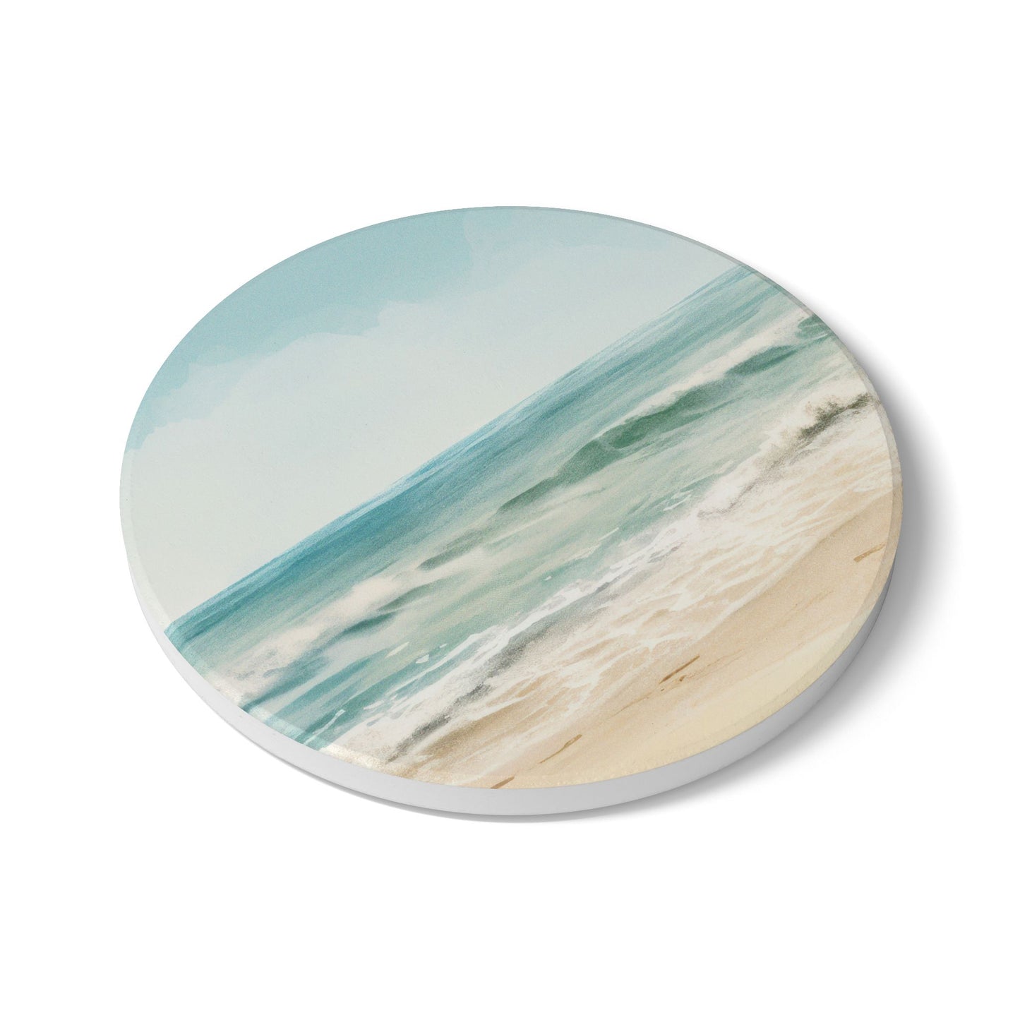 Ocean Breeze - Ceramic Tile Coaster, Cork Backed - Round or Square Size Choices, Perfect for Coastal Home Decor & Gifts - Priced per coaster