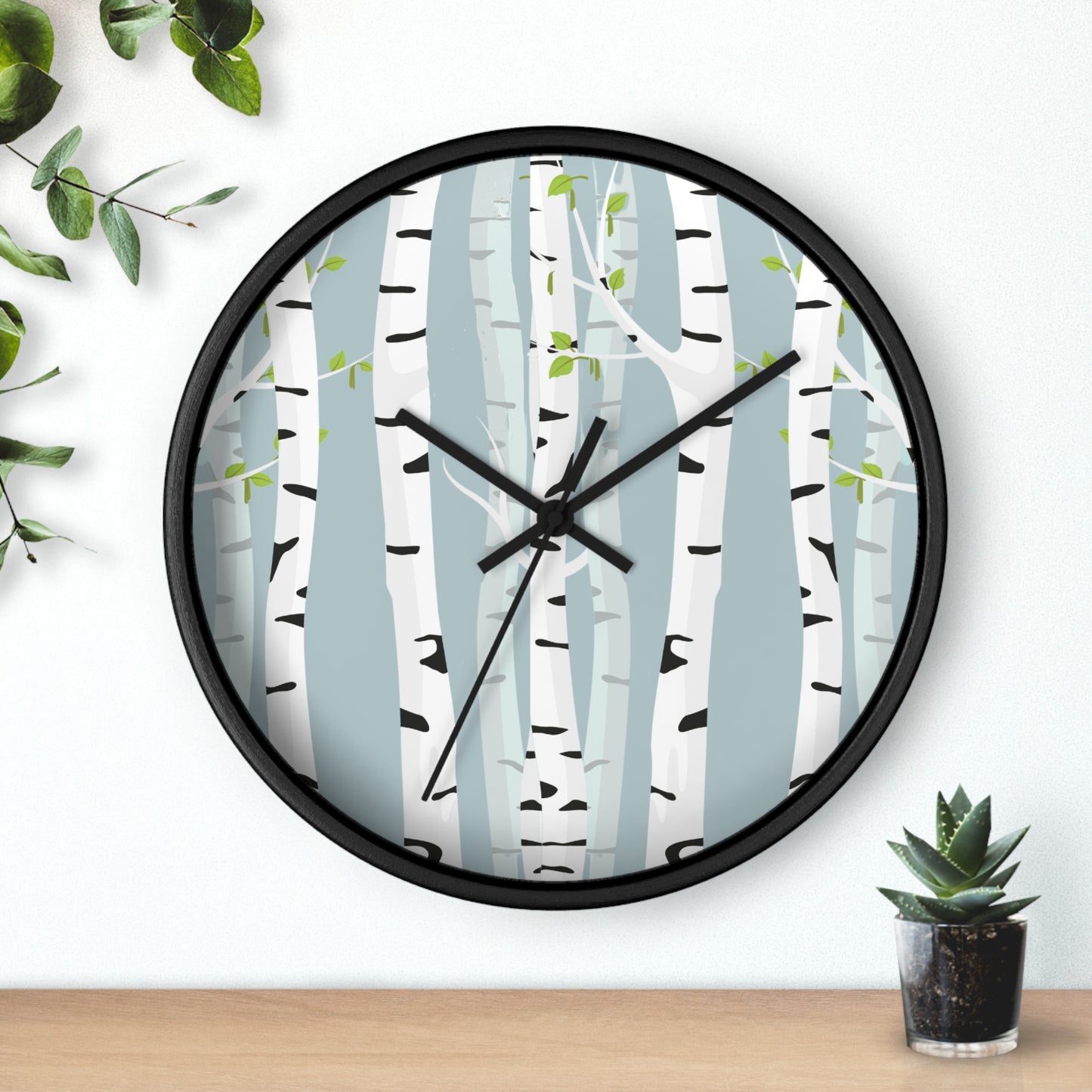 White Birch Wall Clock - Select from Black, White or Natural Wood Color
