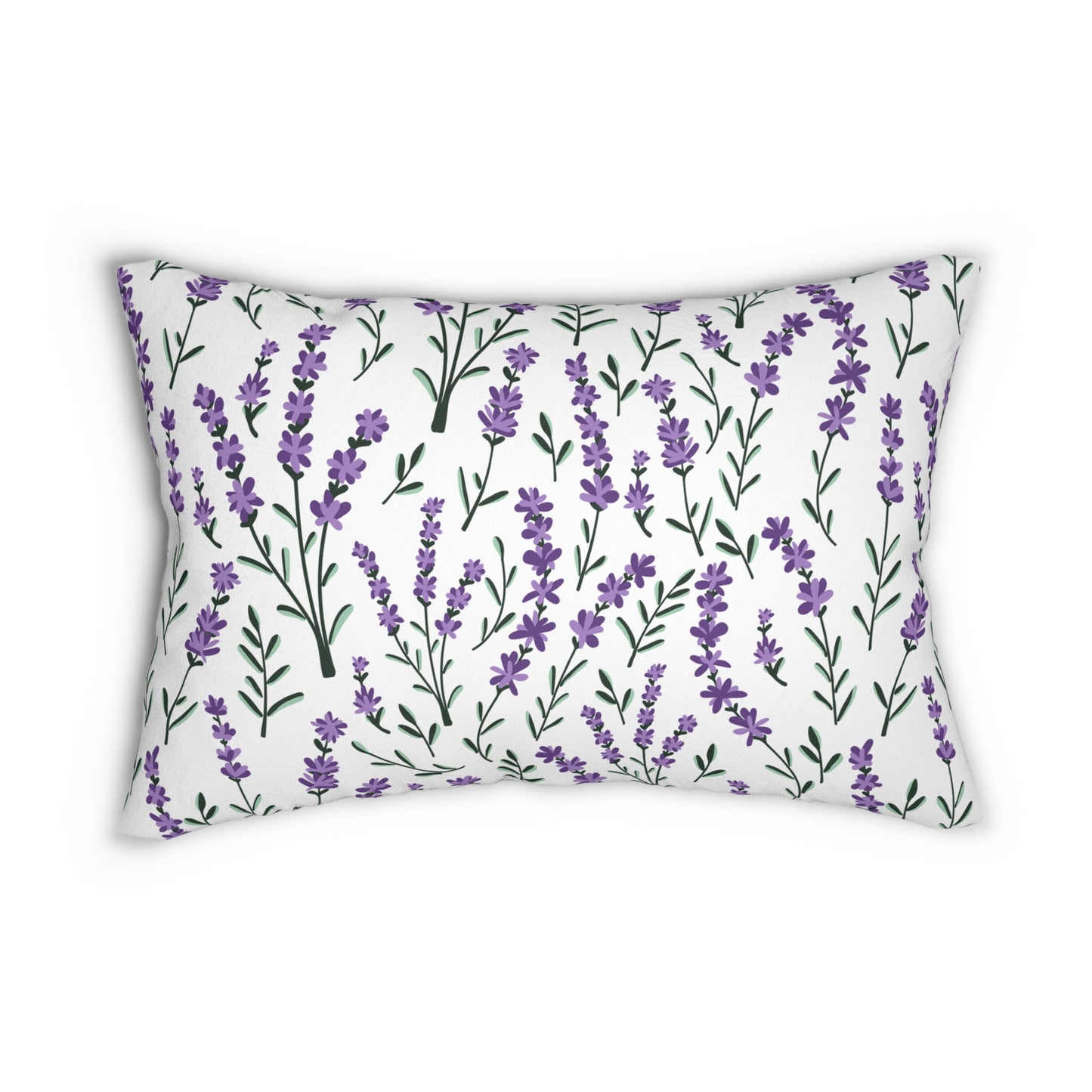 Lavender White Printed Lumbar Pillow with Insert (20" x 14") - Includes insert and zipper closure