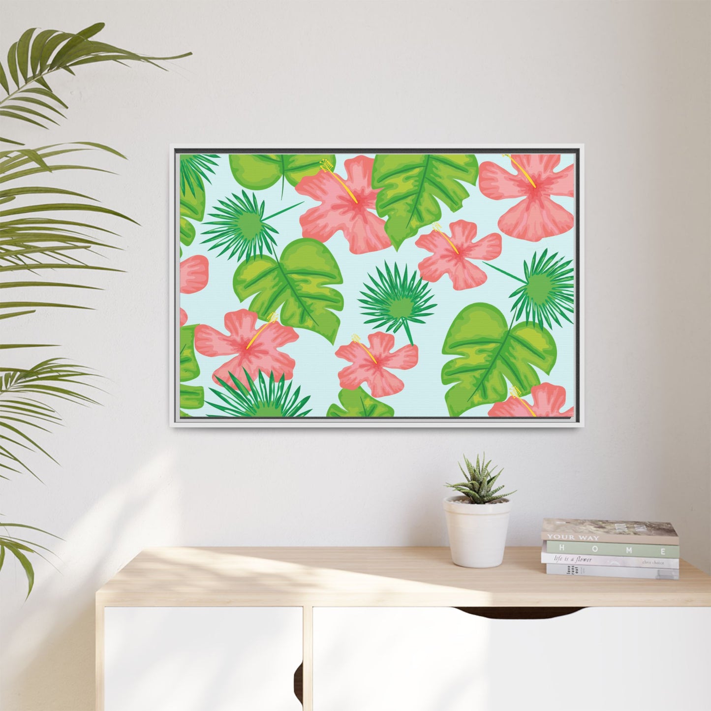 Tropical Island Framed Matte Canvas Art - Multiple Frame Colors & Size Options