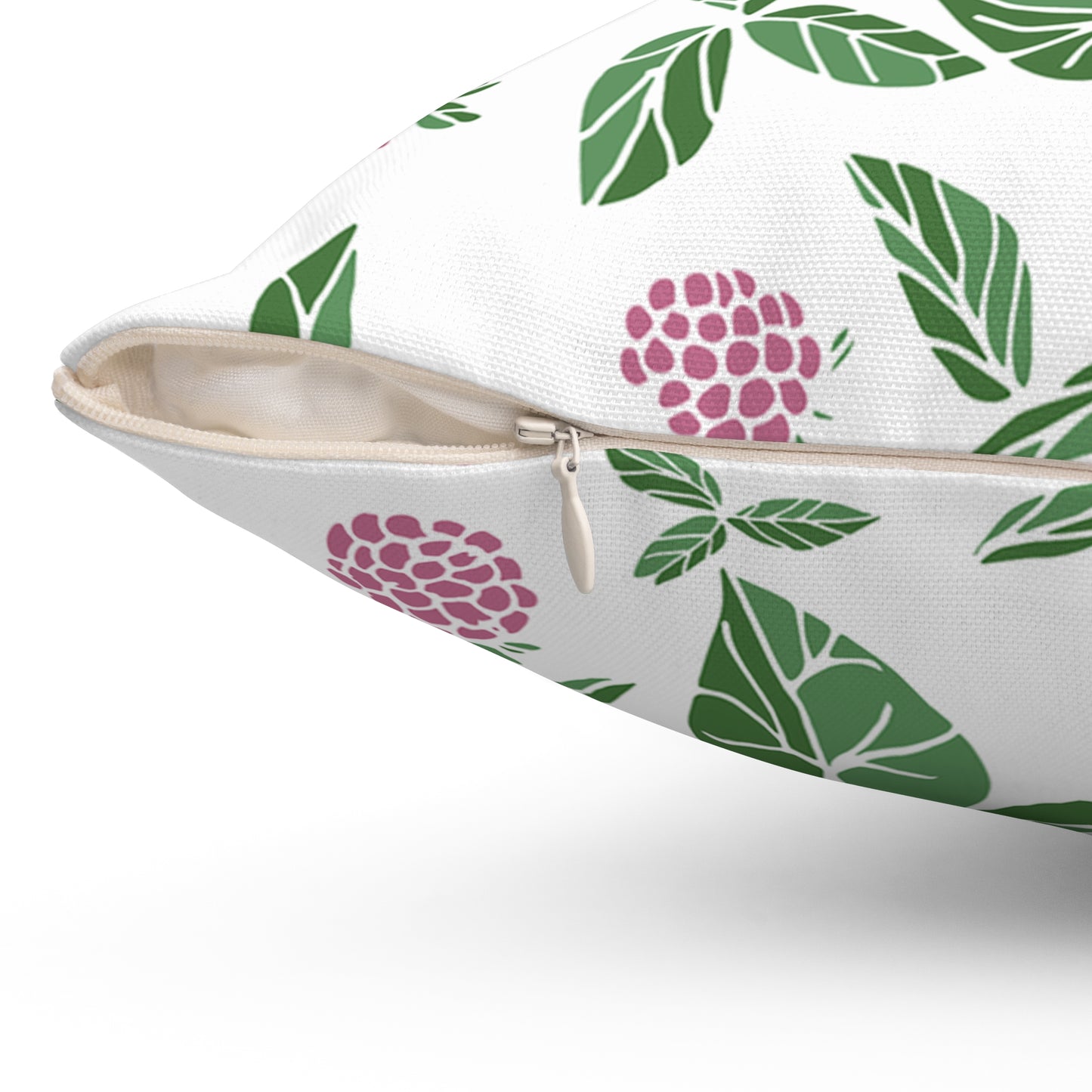 Pink Berry Printed Square Pillow Cover with Insert - Multiple Sizes (14"x14", 16"x16", 18"x18", 20"x20"), Includes insert and zipper closure