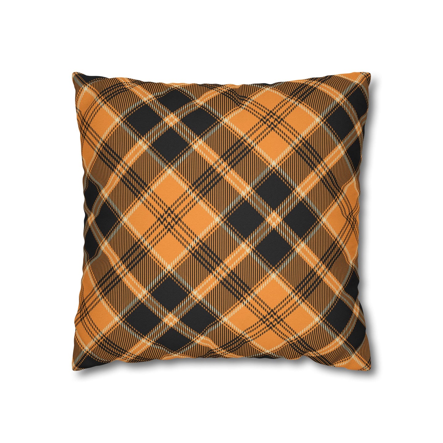 Halloween Plaid Pillow Cover (no insert) - Multiple Sizes (14"x14", 16"x16", 18"x18", 20"x20") Autumn Fall Plaid Pillowcase, Halloween Home Decor, Seasonal Cushion Cover, Perfect for Thanksgiving and Fall Decor, Home Gift for Halloween