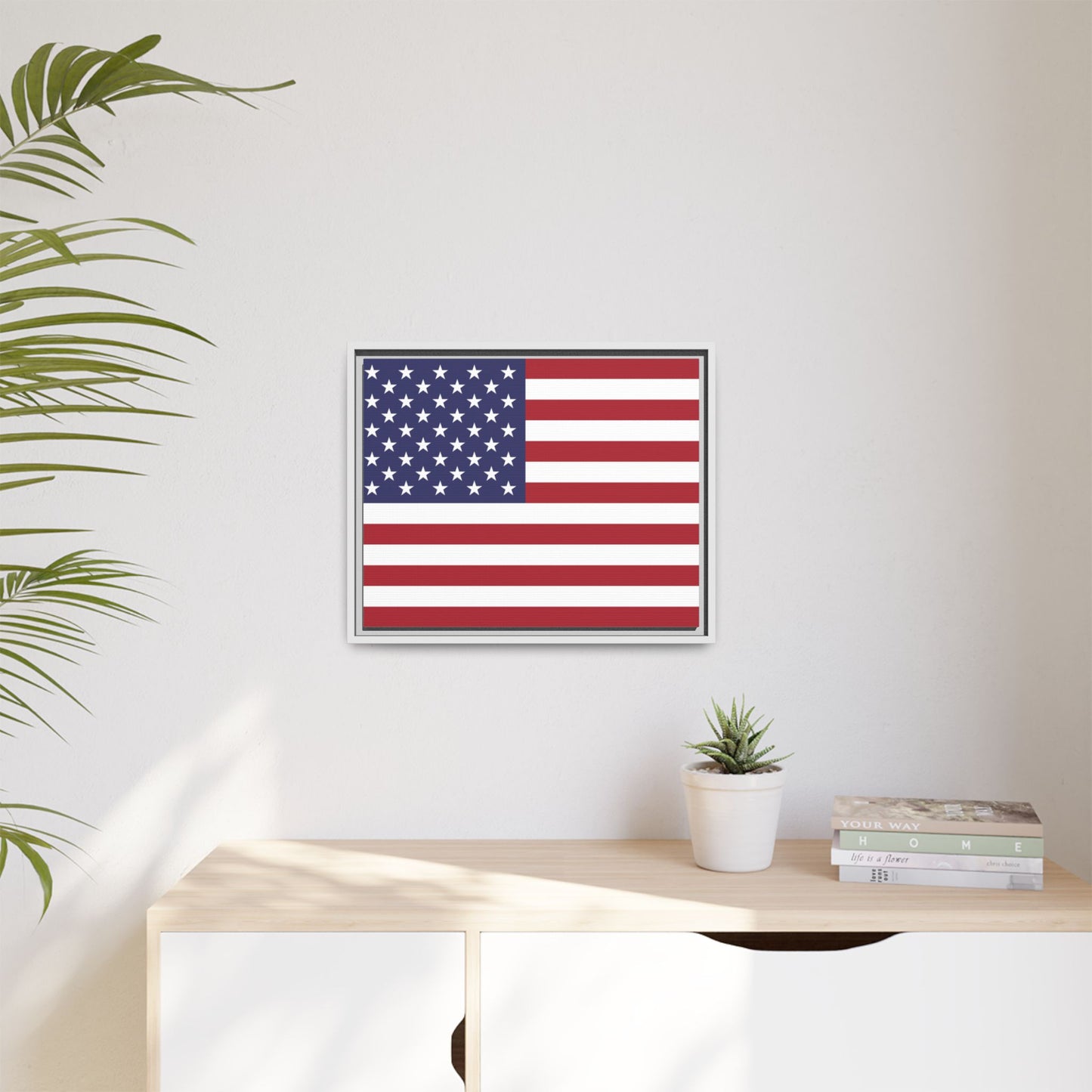 American Flag Framed Canvas Wall Art, Multiple Sizing Options with 1.25" depth - Patriotic Home Decor, USA Flag Artwork, Independence Day Decoration, Gift for Veterans