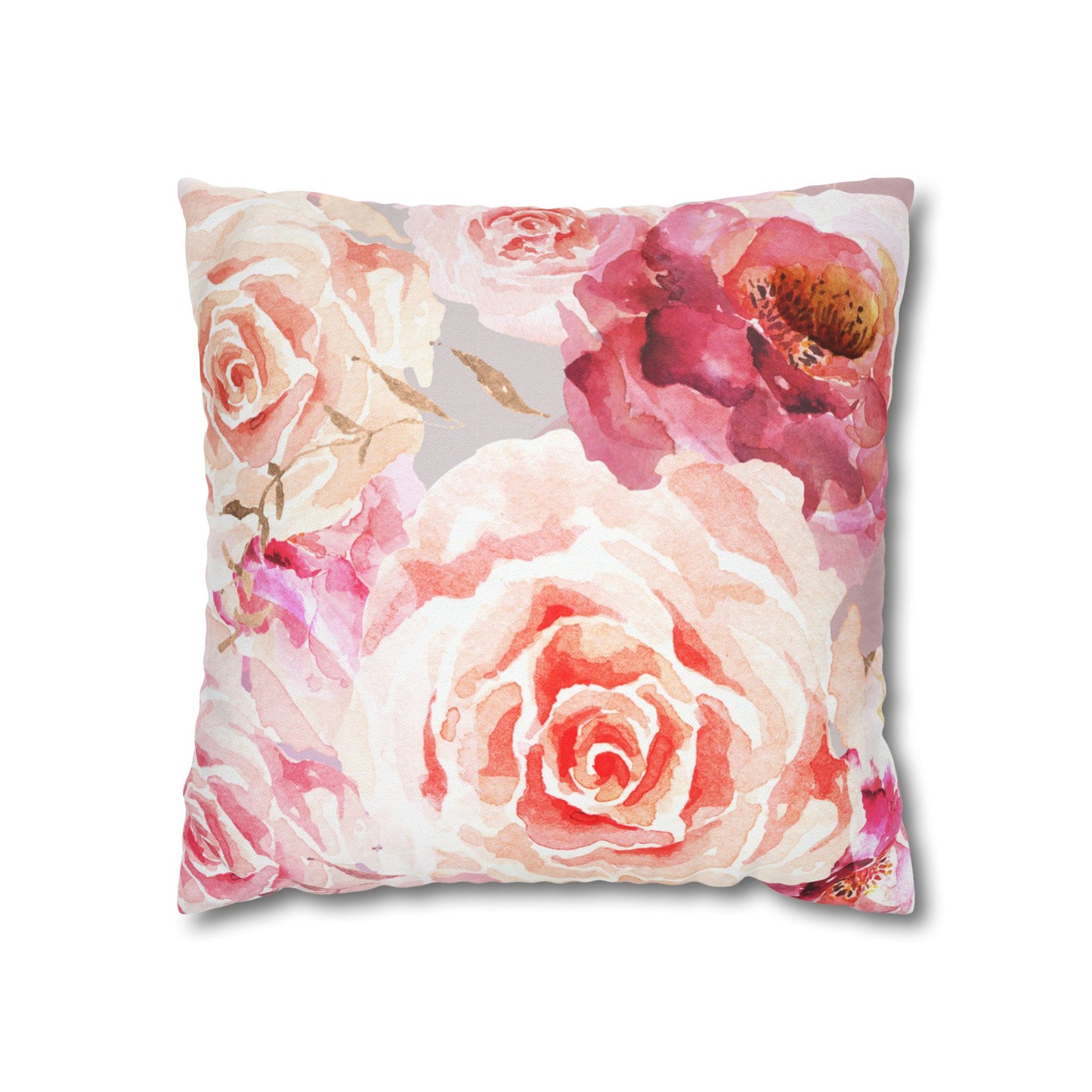Bohemian Rose Printed Square Pillow Cover (no insert) - Multiple Sizes (14"x14", 16"x16", 18"x18", 20"x20"), Includes zipper closure
